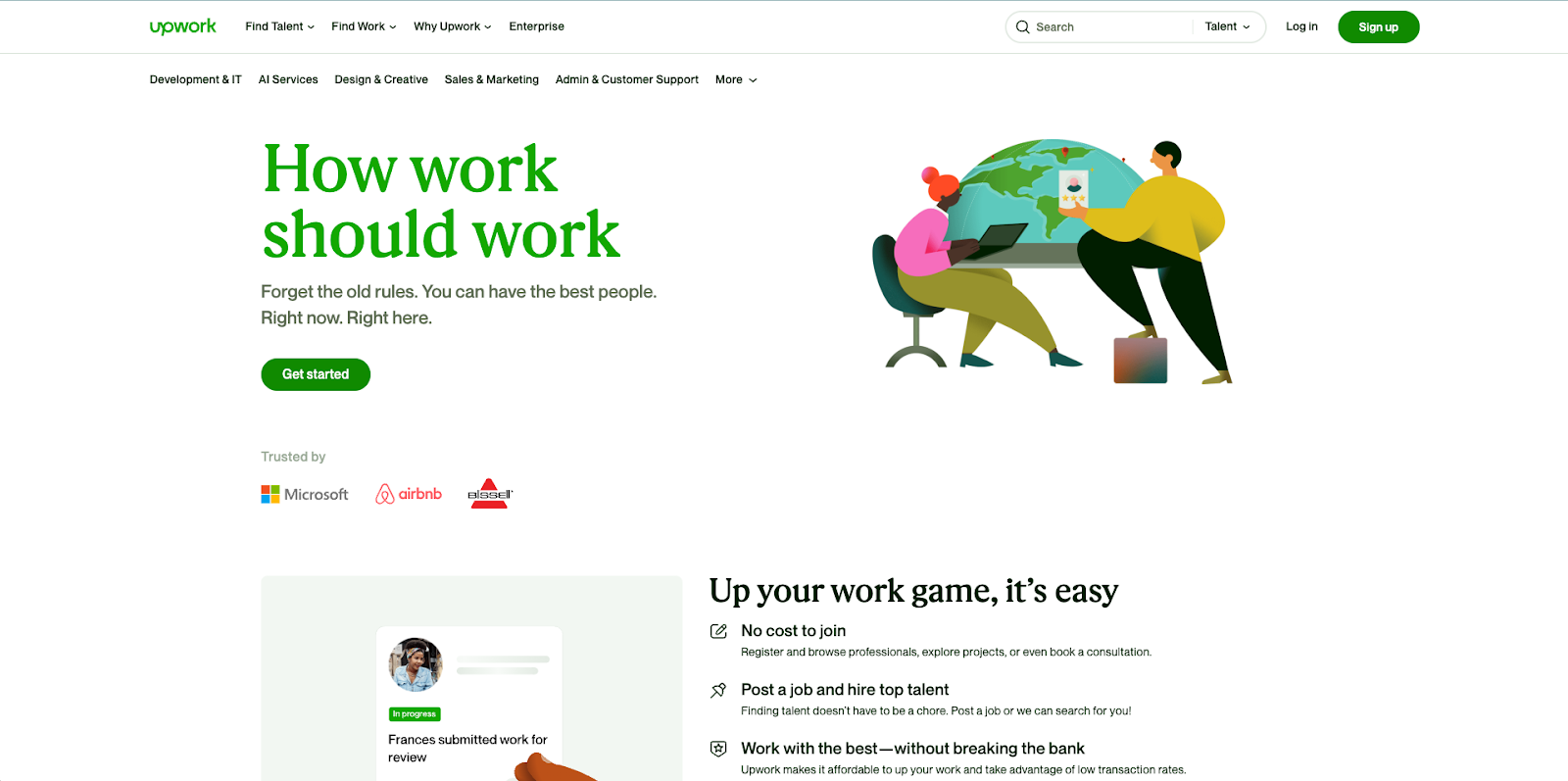landing page of upwork