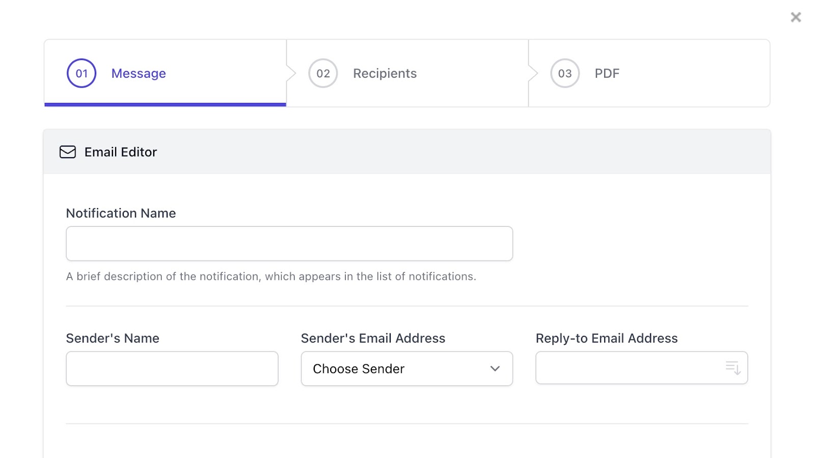 Tangkapan layar menu pengaturan notifikasi email