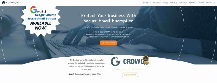 neo certified hipaa compliant email
