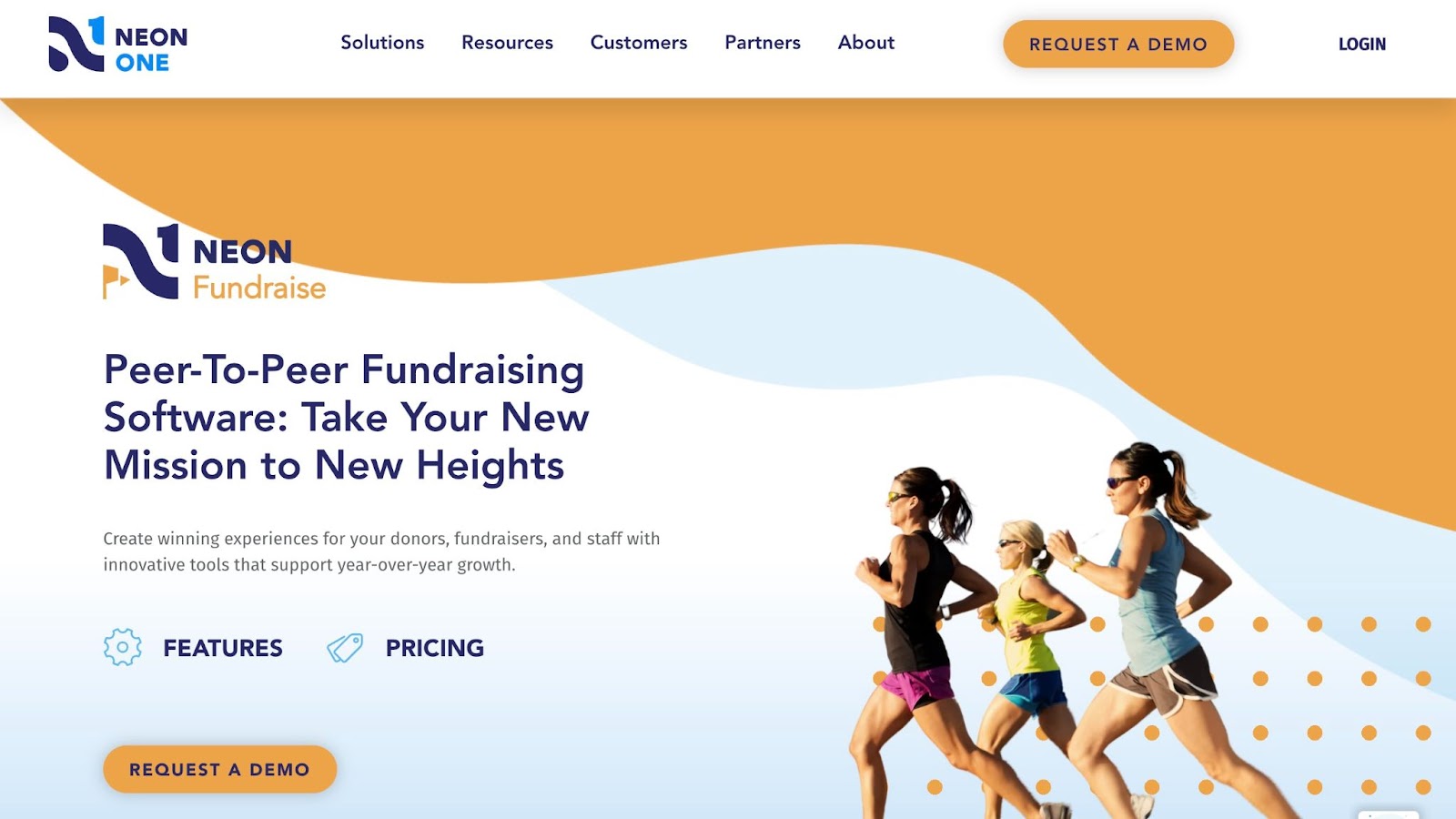 landing page of neon one