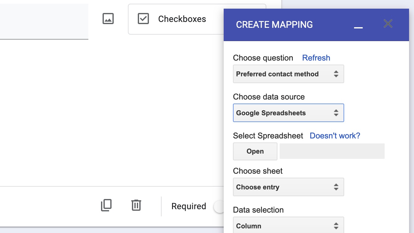 A screenshot of the dialog box under "Create Mapping