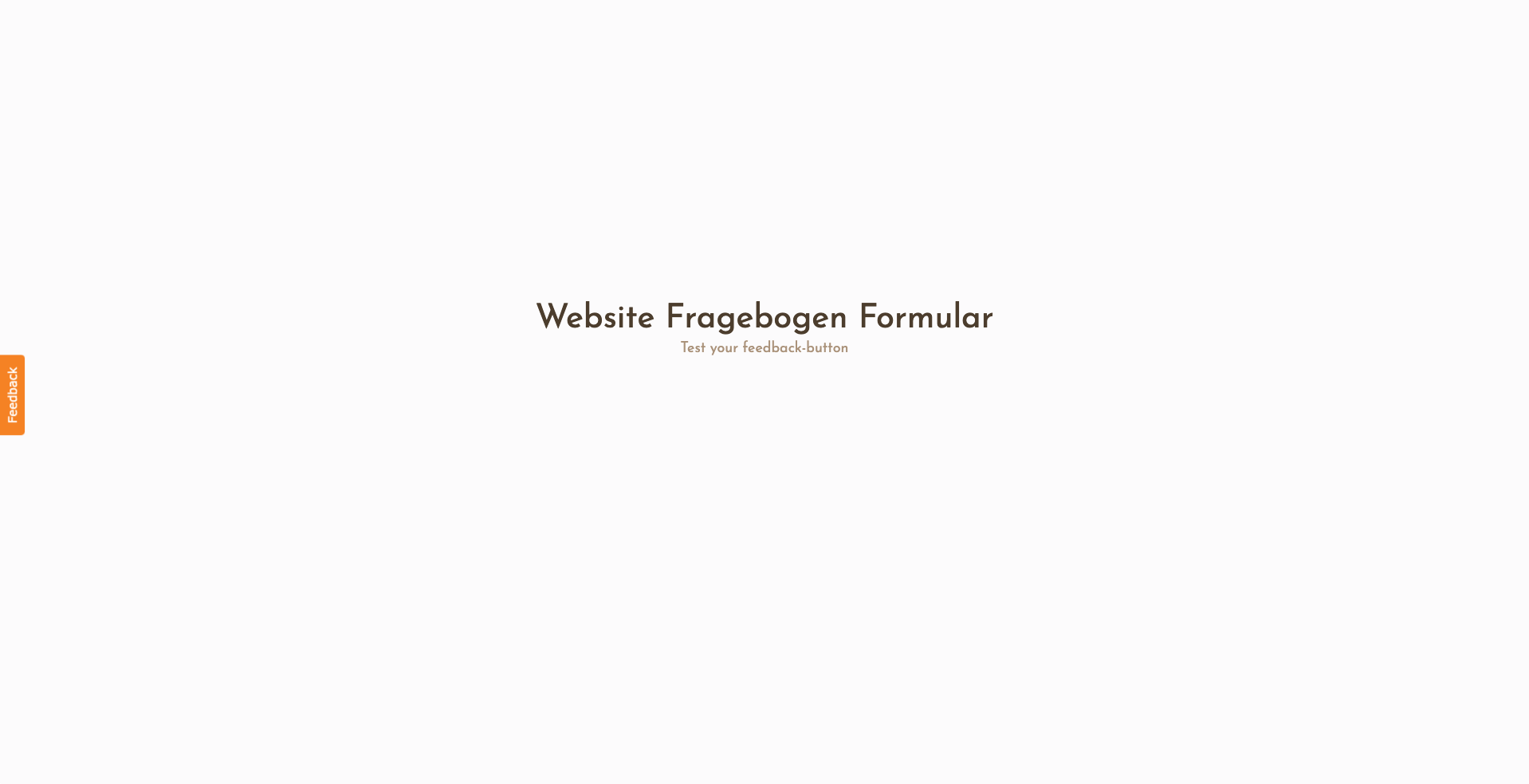Ein Screenshot des Formulars "Website Fragebogen Formular", das durch Klicken auf die Schaltfläche "Feedback" und Auswahl der Option "Vorschau" angezeigt wird