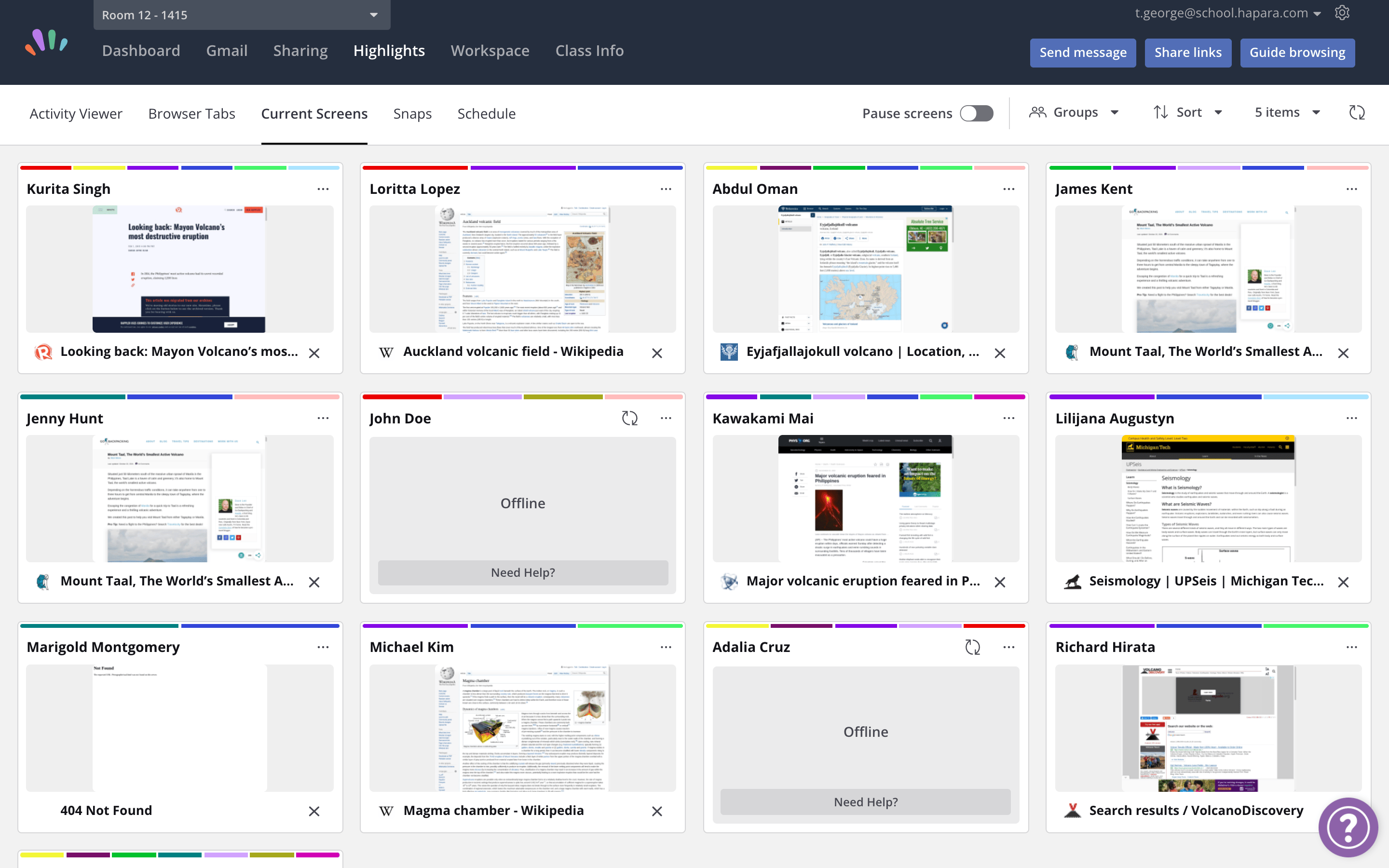 User Interface of Hapara