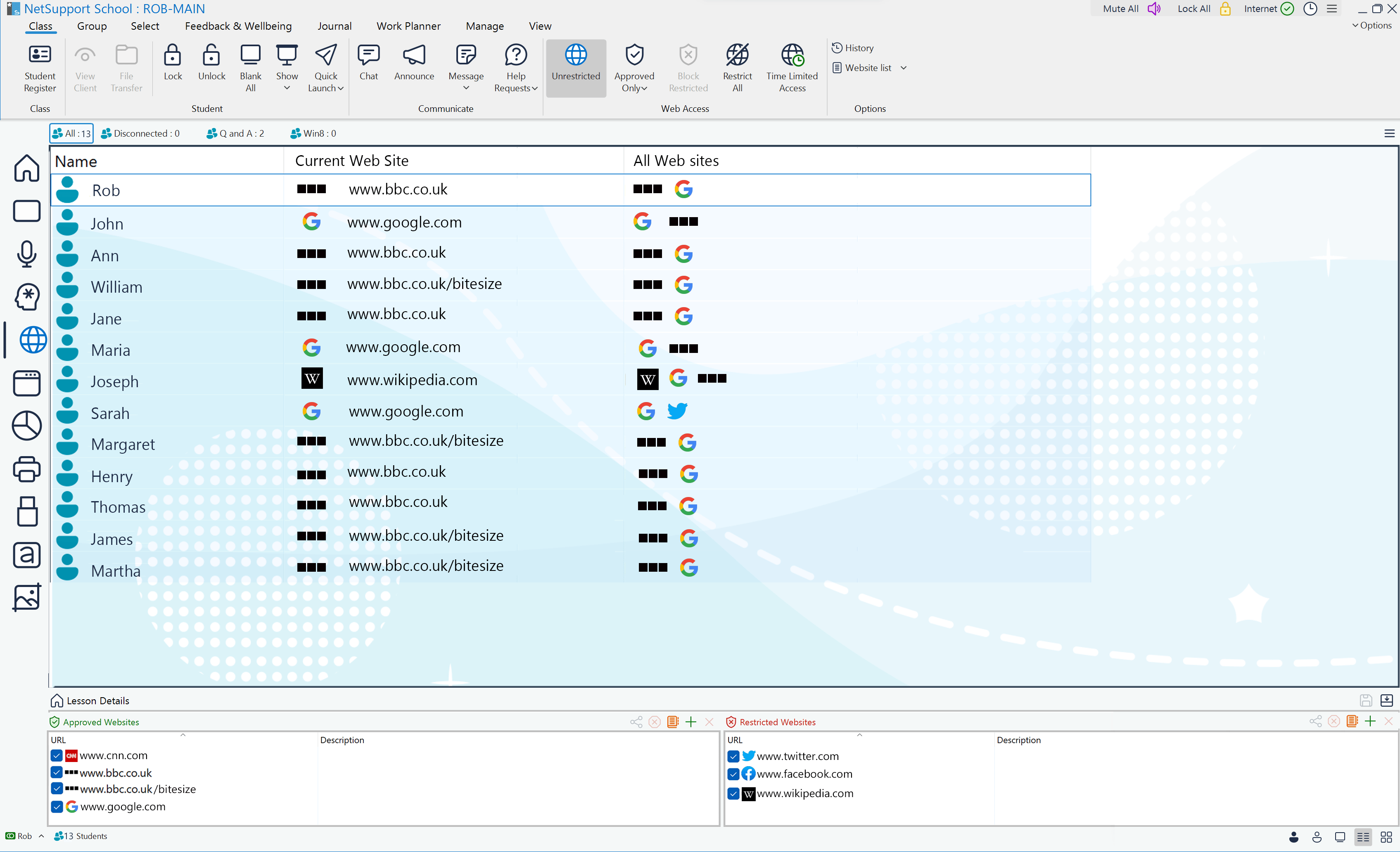 User Interface of NetSupport School
