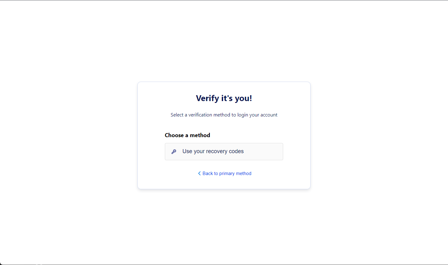 Recovery Code option when verifying login for Jotform Enterprise account