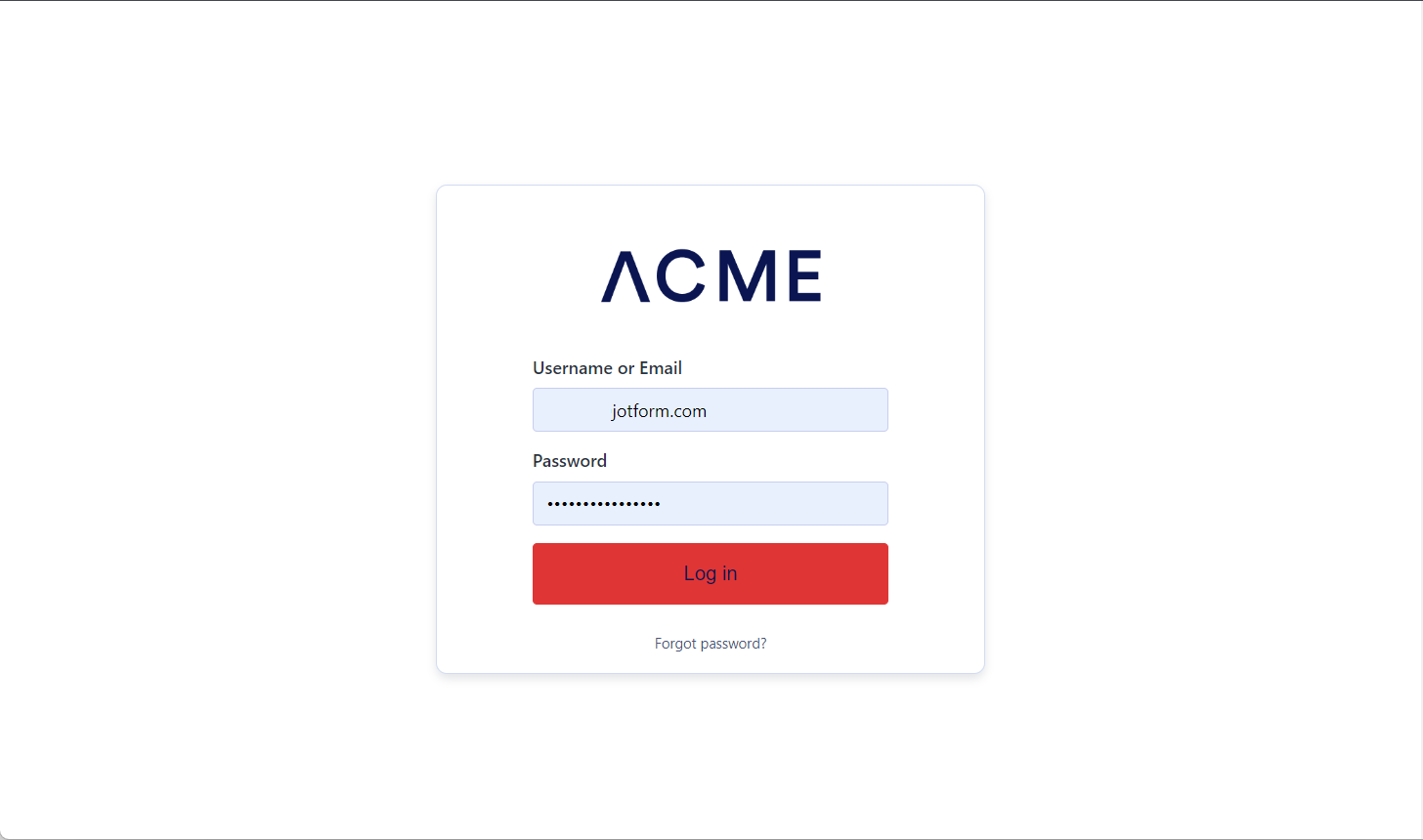 Enterprise Jotform login page