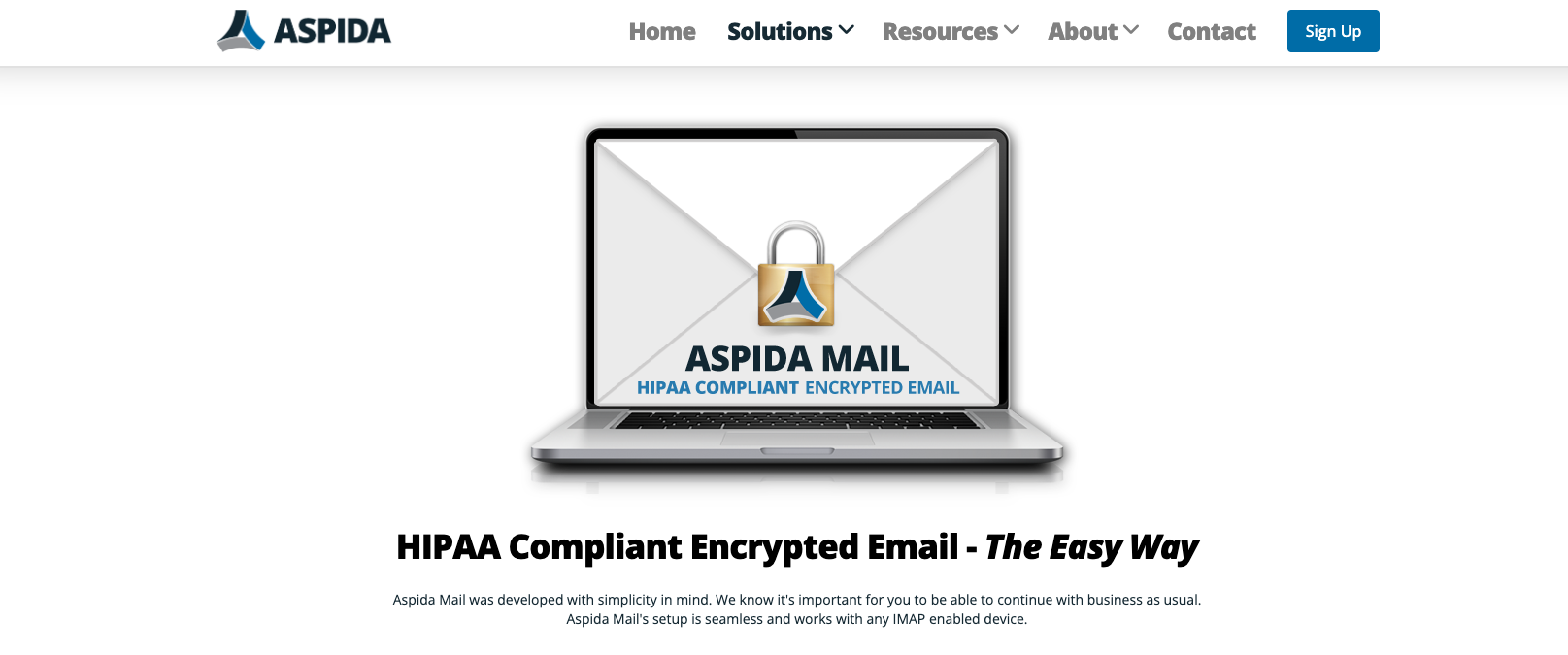 Aspida Mail's pricing plan landing page of aspida mail