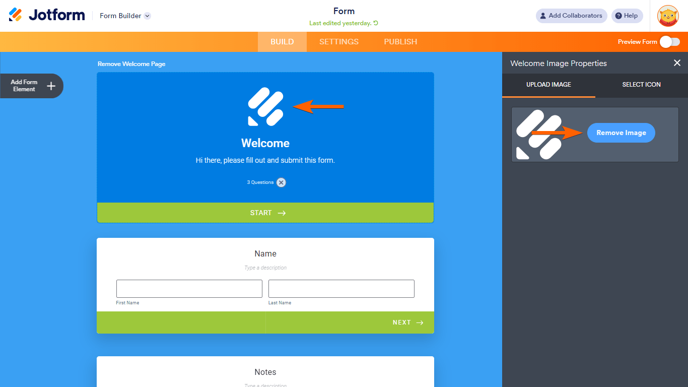 Pasos para eliminar el logotipo en Jotform Cards