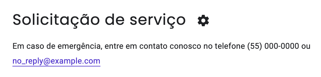 Captura de ecrã do título do formulário com um ícone de engrenagem junto ao mesmo