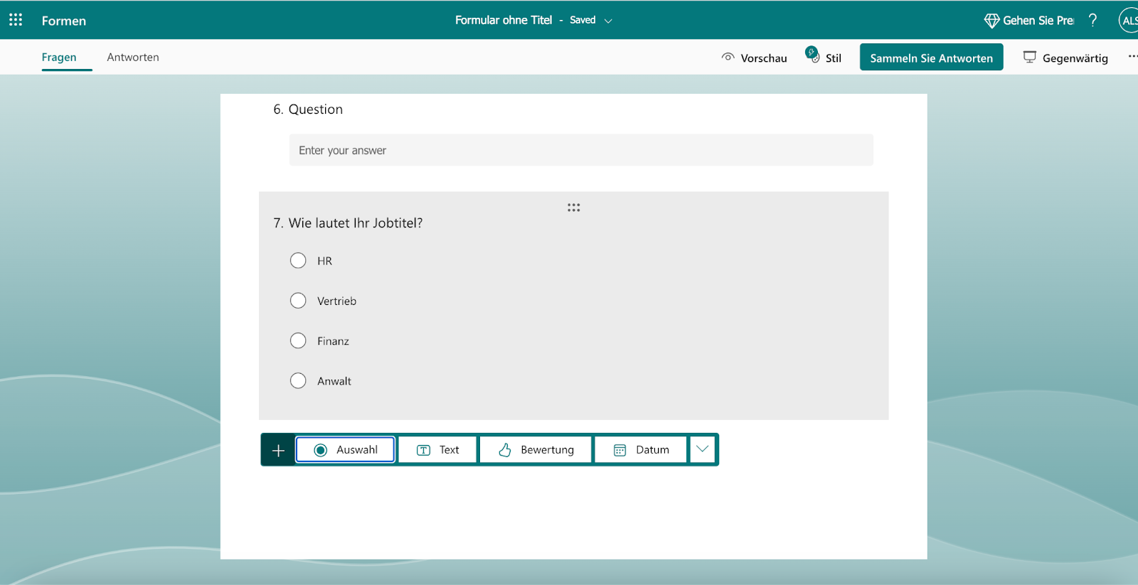 Microsoft Forms Vorschau