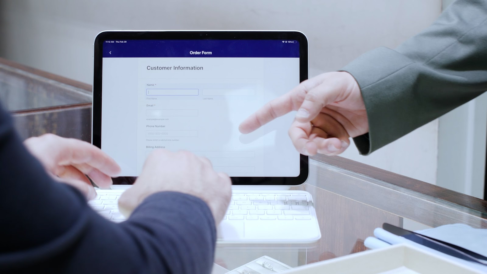 Image of an Order Form displayed in an IPad