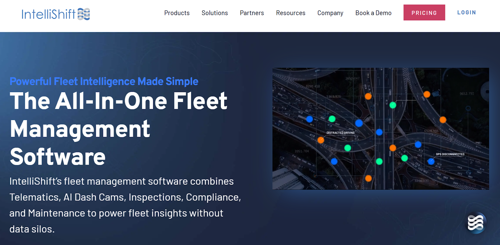 landing page of intellishift