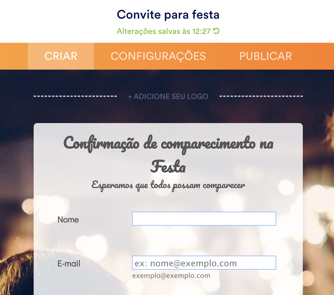 Um modelo simples de Jotform RVSP no Jotform Form Builder