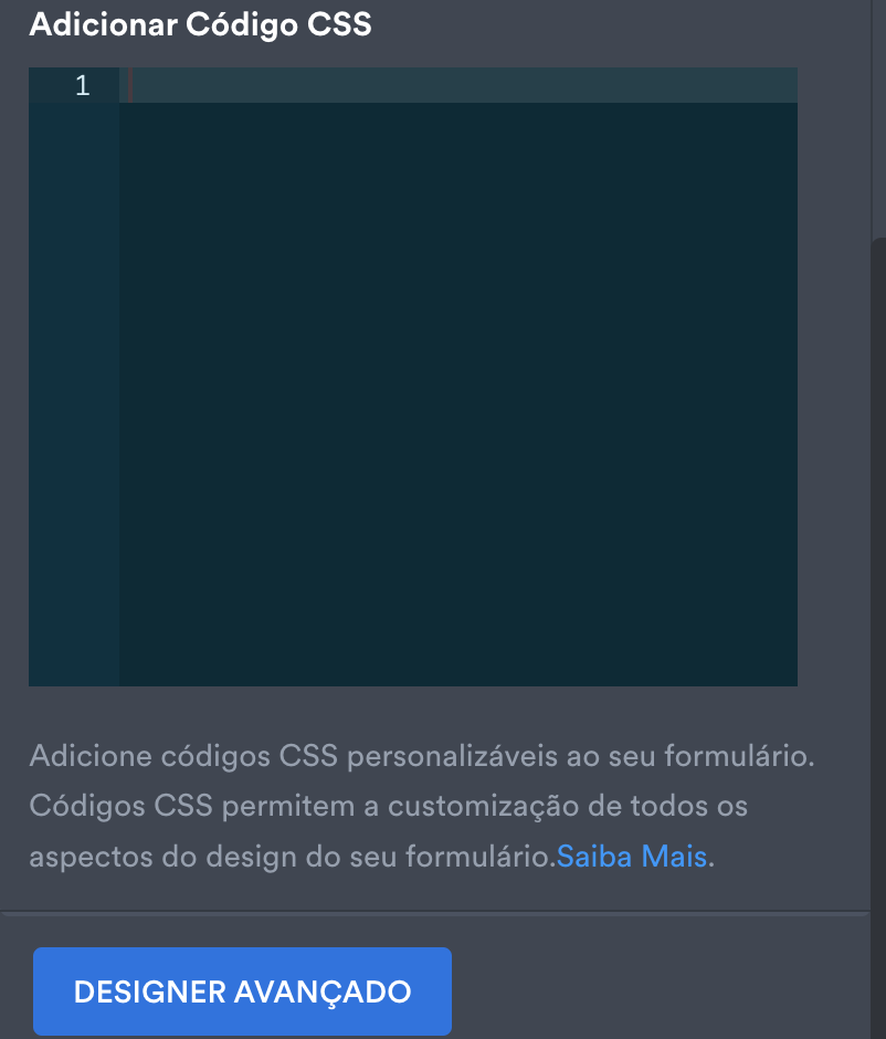 Captura de ecrã do formulário RSVP no Jotform Form Builder com destaque para o campo CSS personalizado de injeção