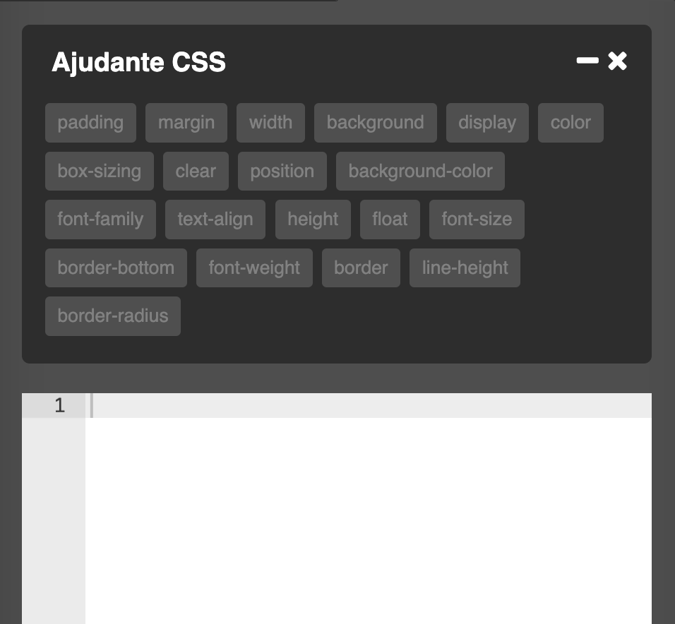 Captura de ecrã do CSS Helper no Advanced Designer