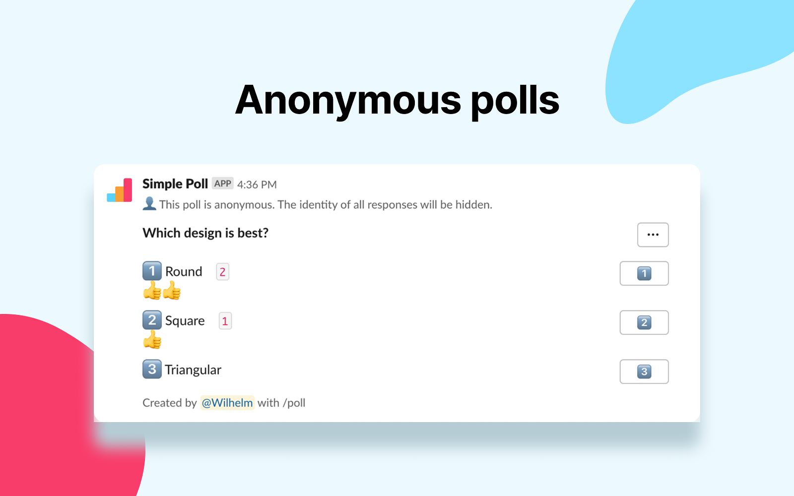 Screenshot von Slack Simple Poll