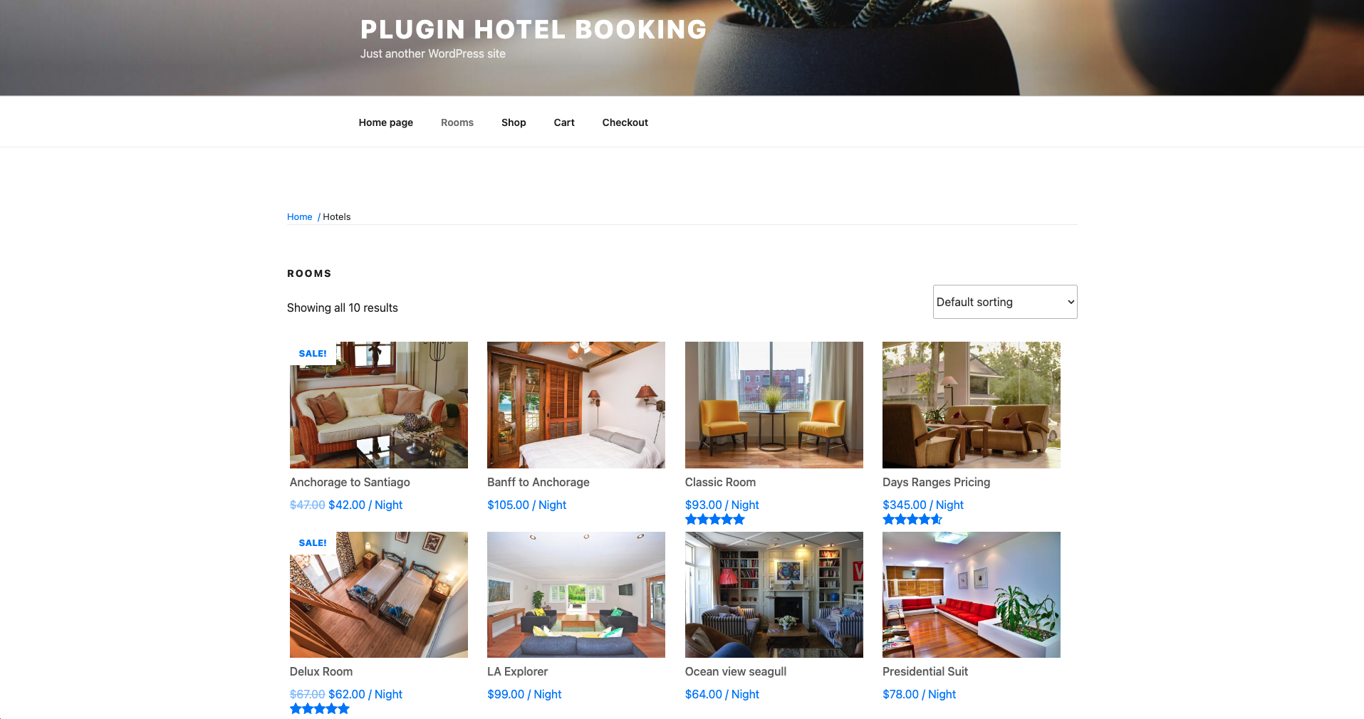 Hotel Booking WooCommerce plug-in used in a WordPress Website