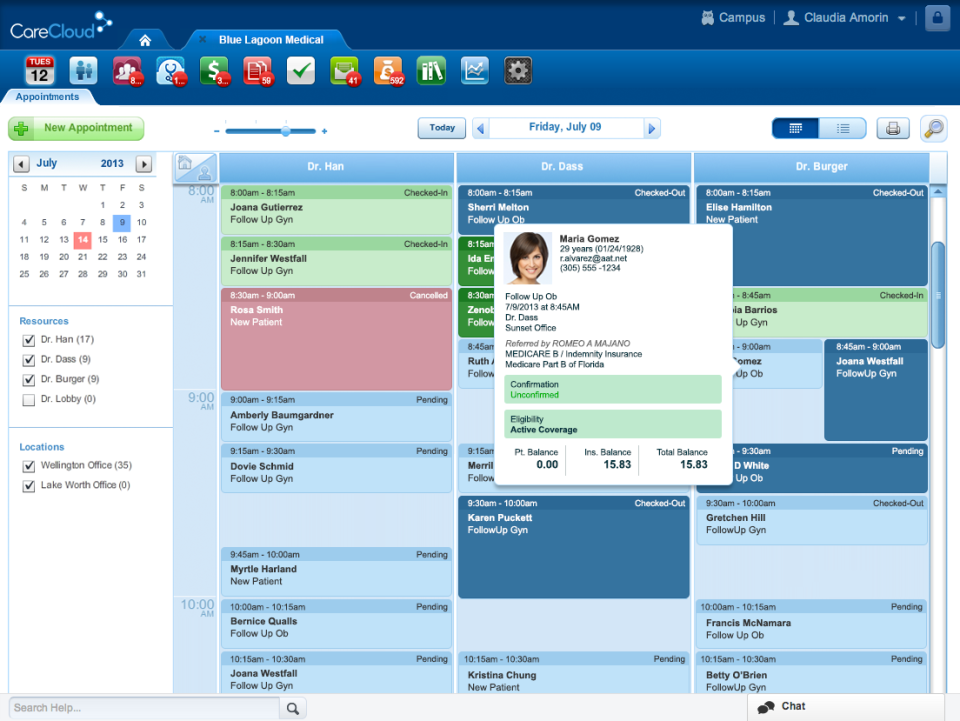 User Interface of CareCloud