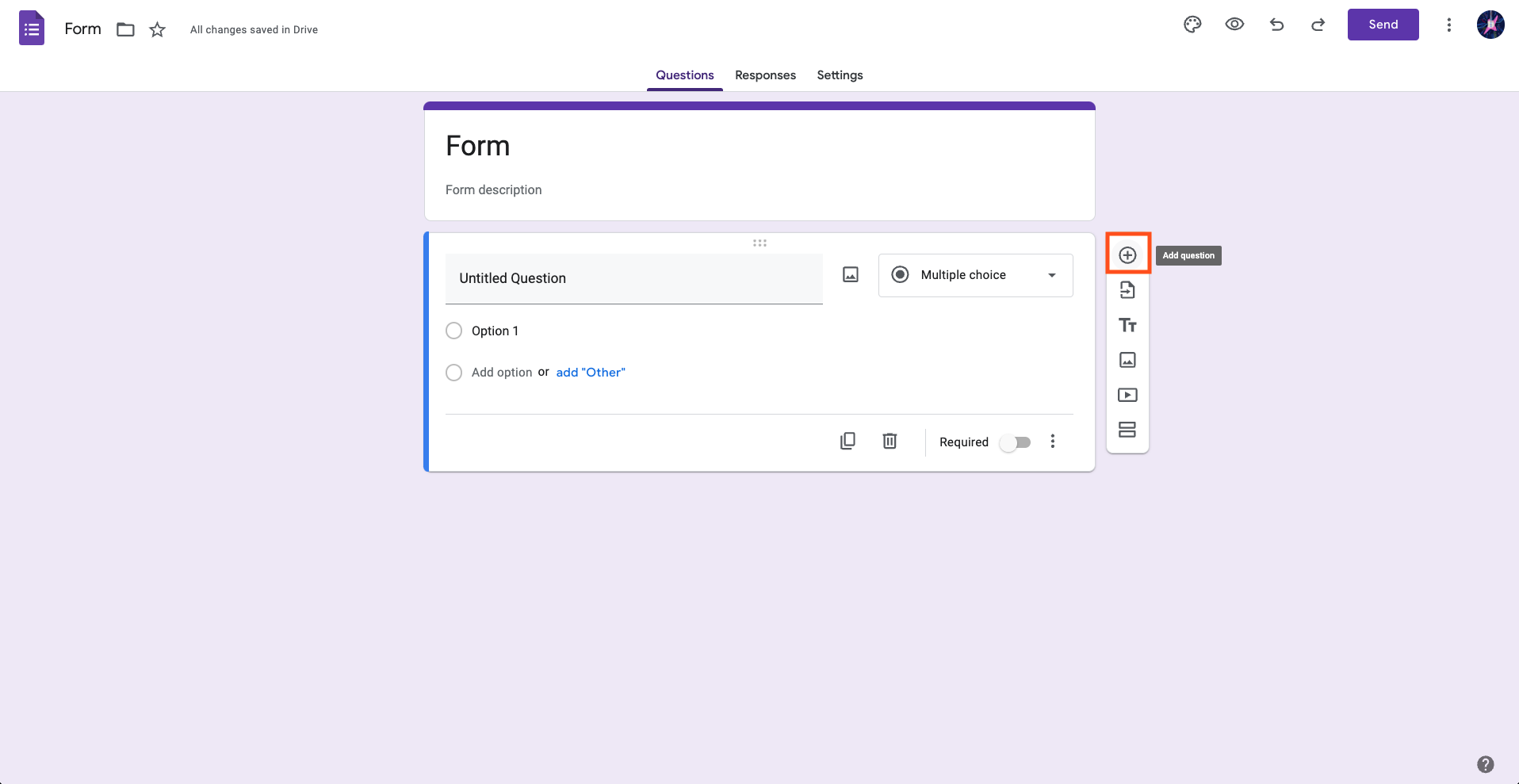 Screenshot of a form in Google Forms clicking on Add Question Field