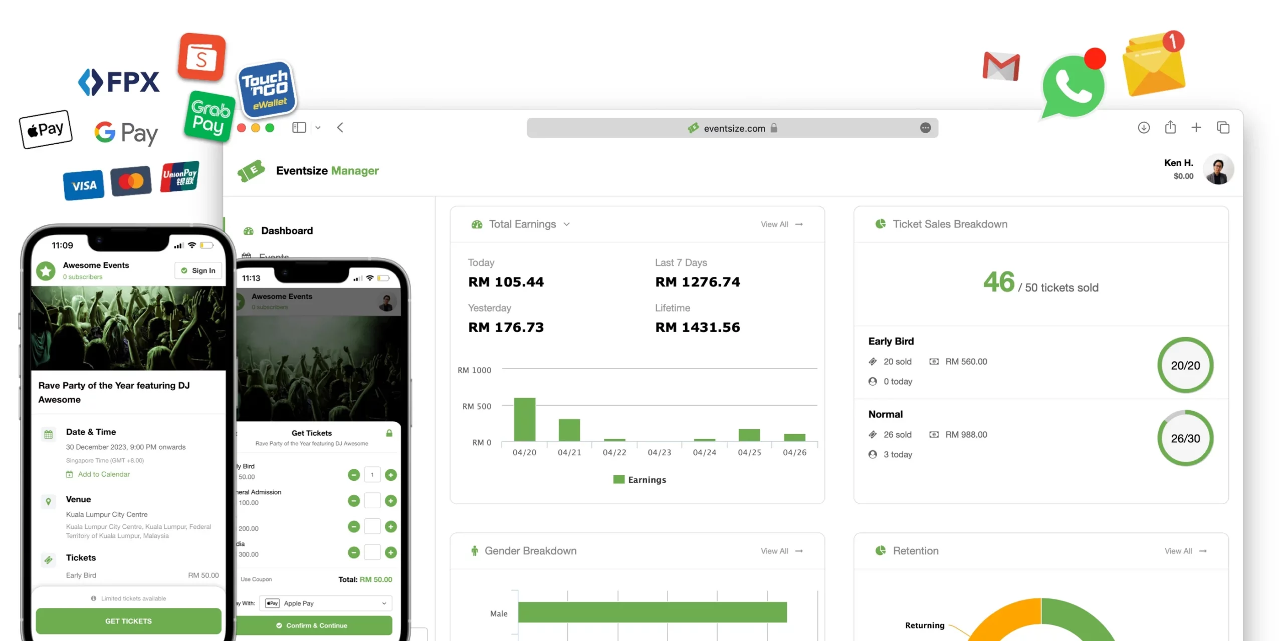 User Interface of Eventsize