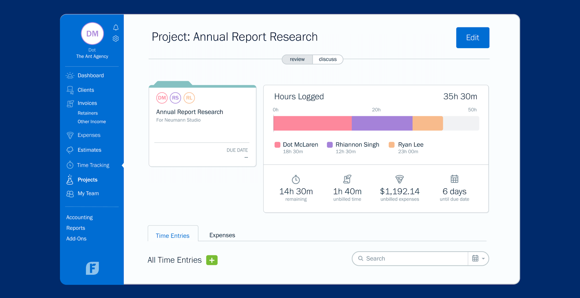 User Interface of Quickbooks Demonstrating Project Management