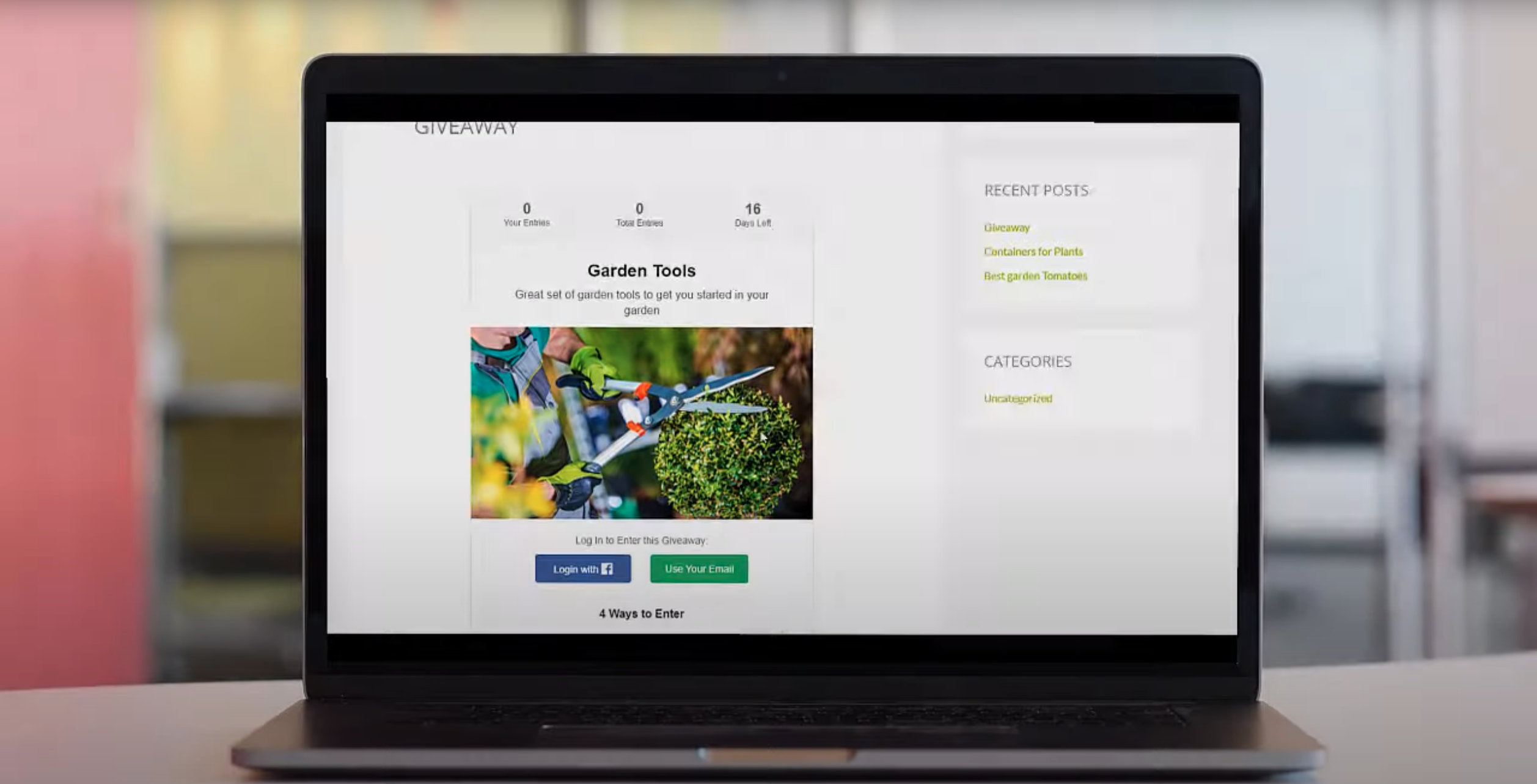 User Interface of RafflePress in a Laptop