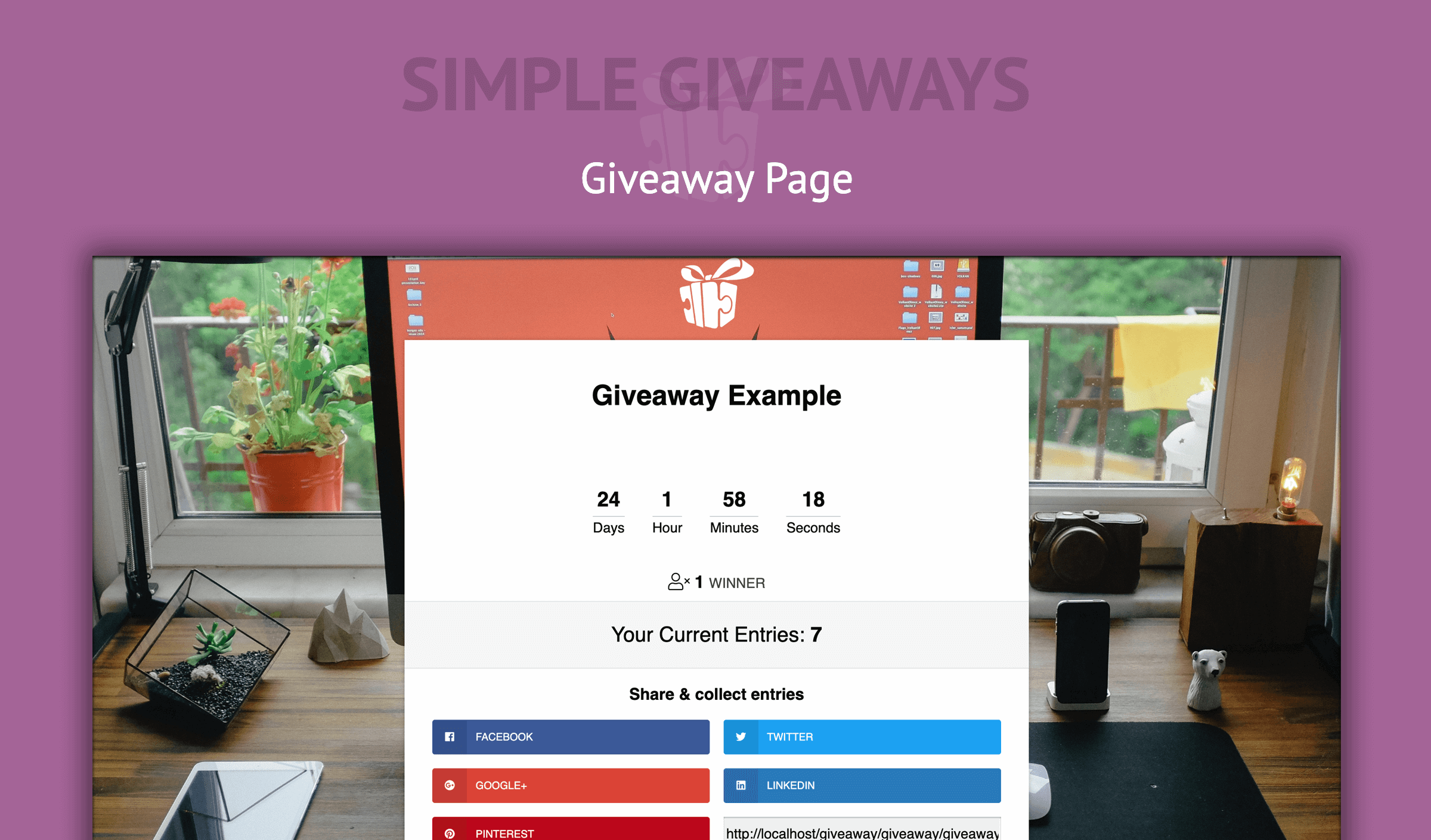 User Interface of Simple Giveaways