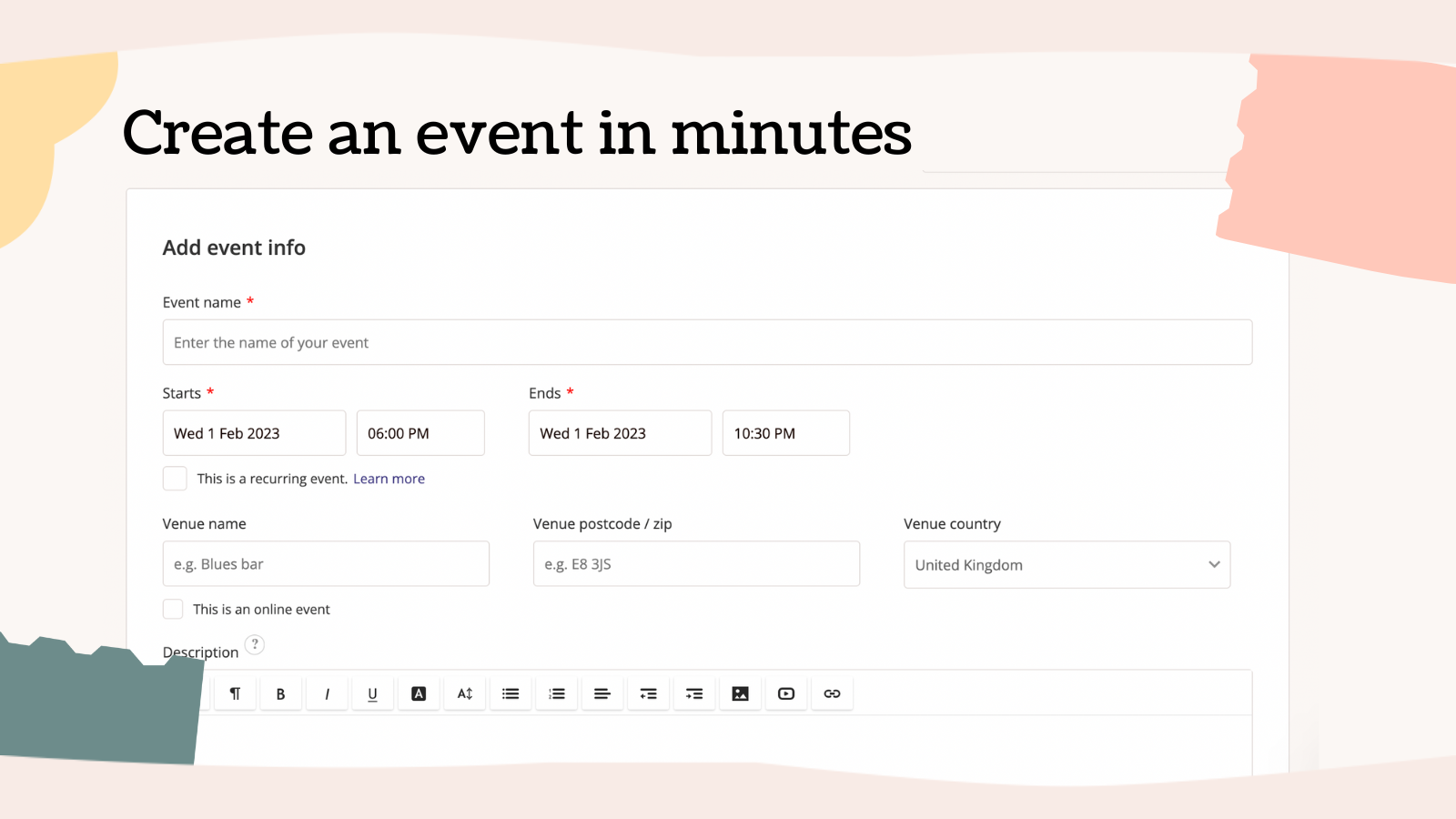 User Interface of Ticket Tailor 