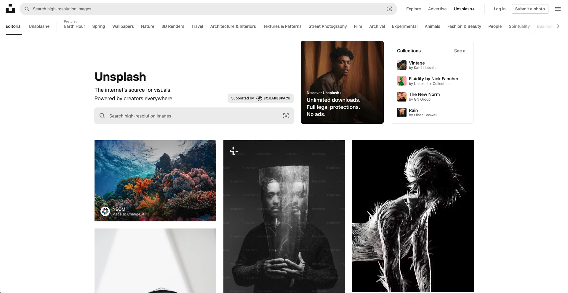 Unsplash Home Page