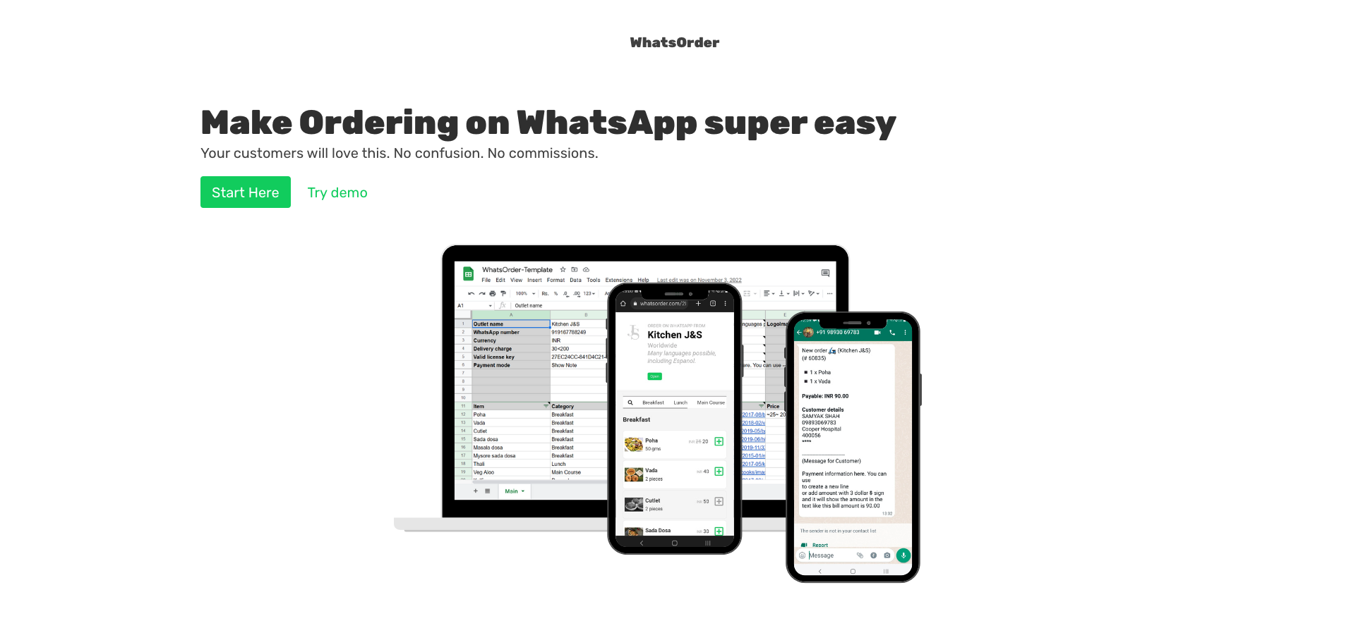 WhatsOrder Landing Page