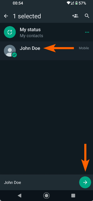 Steps to share with contacts in WhatsApp