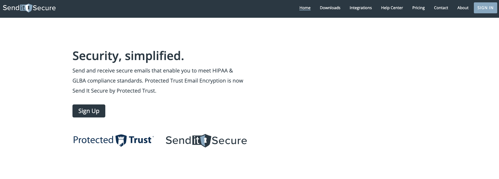 Send It Secure's pricing plan landing page of send it secure