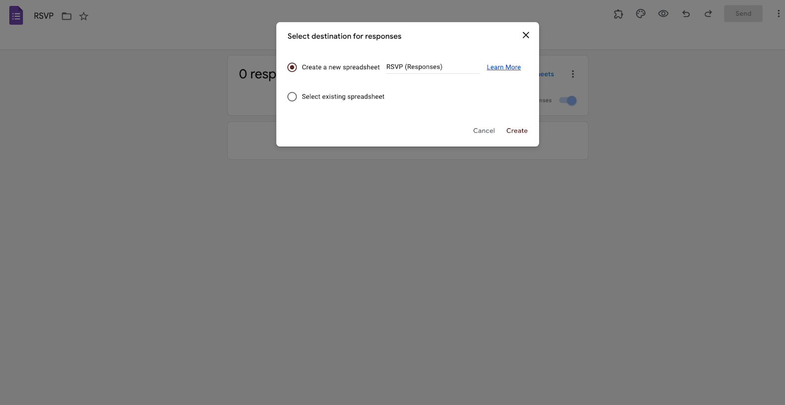 Selezionando il Foglio di Calcolo per la Destinazione delle Risposte in Google Forms