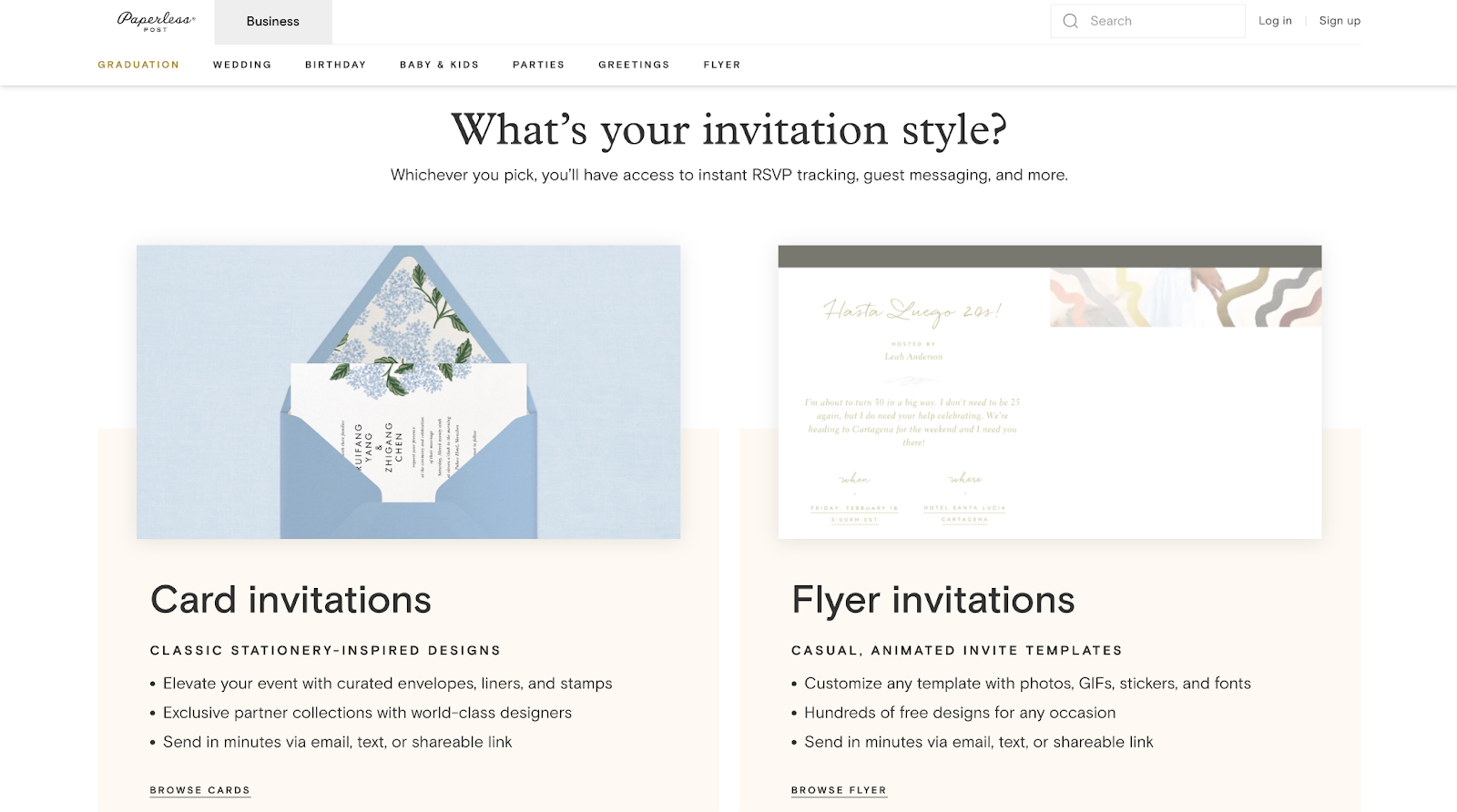 Paperless Post Landing Page