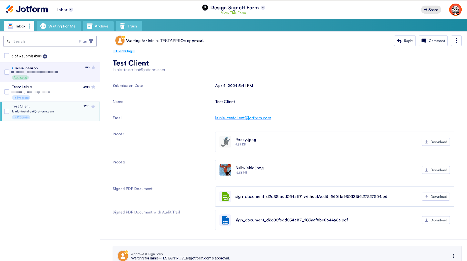 Making Approvals in Jotform Inbox