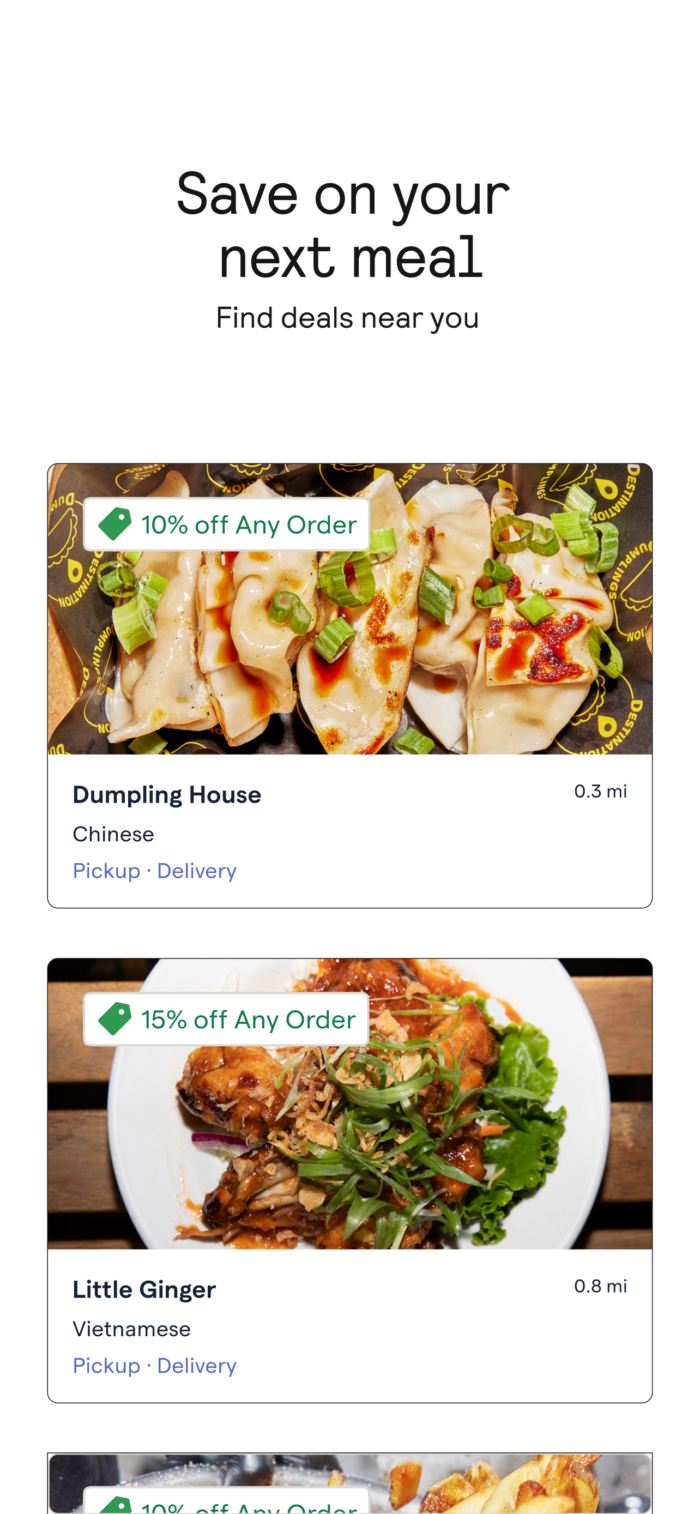 User Interface of ChowNow