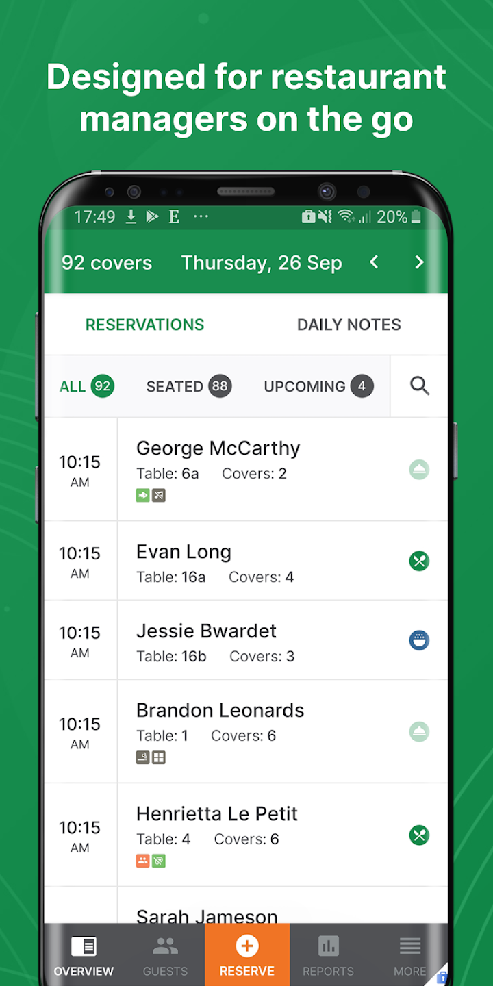 User Interface of Eat App Manager