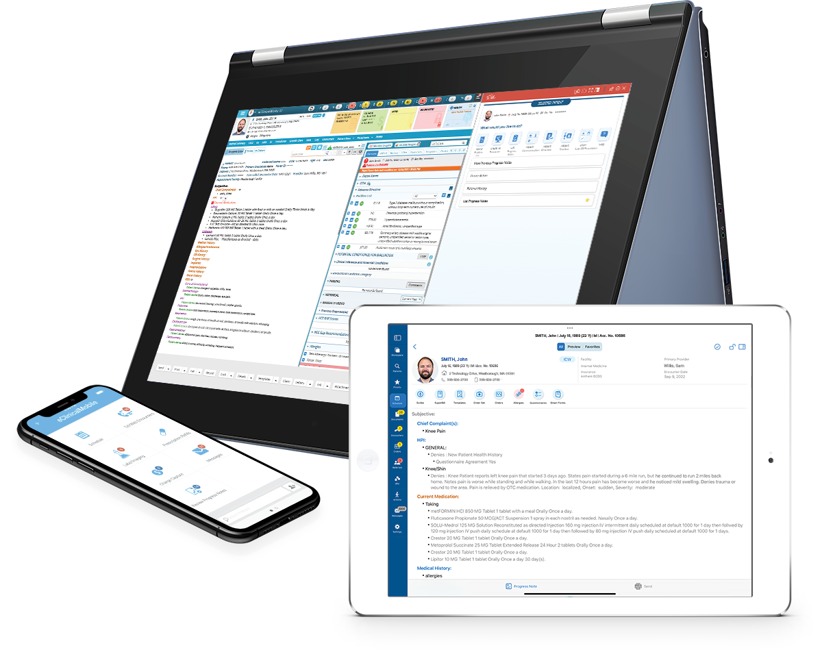 User Interface of eClinicalWorks on Different Devices
