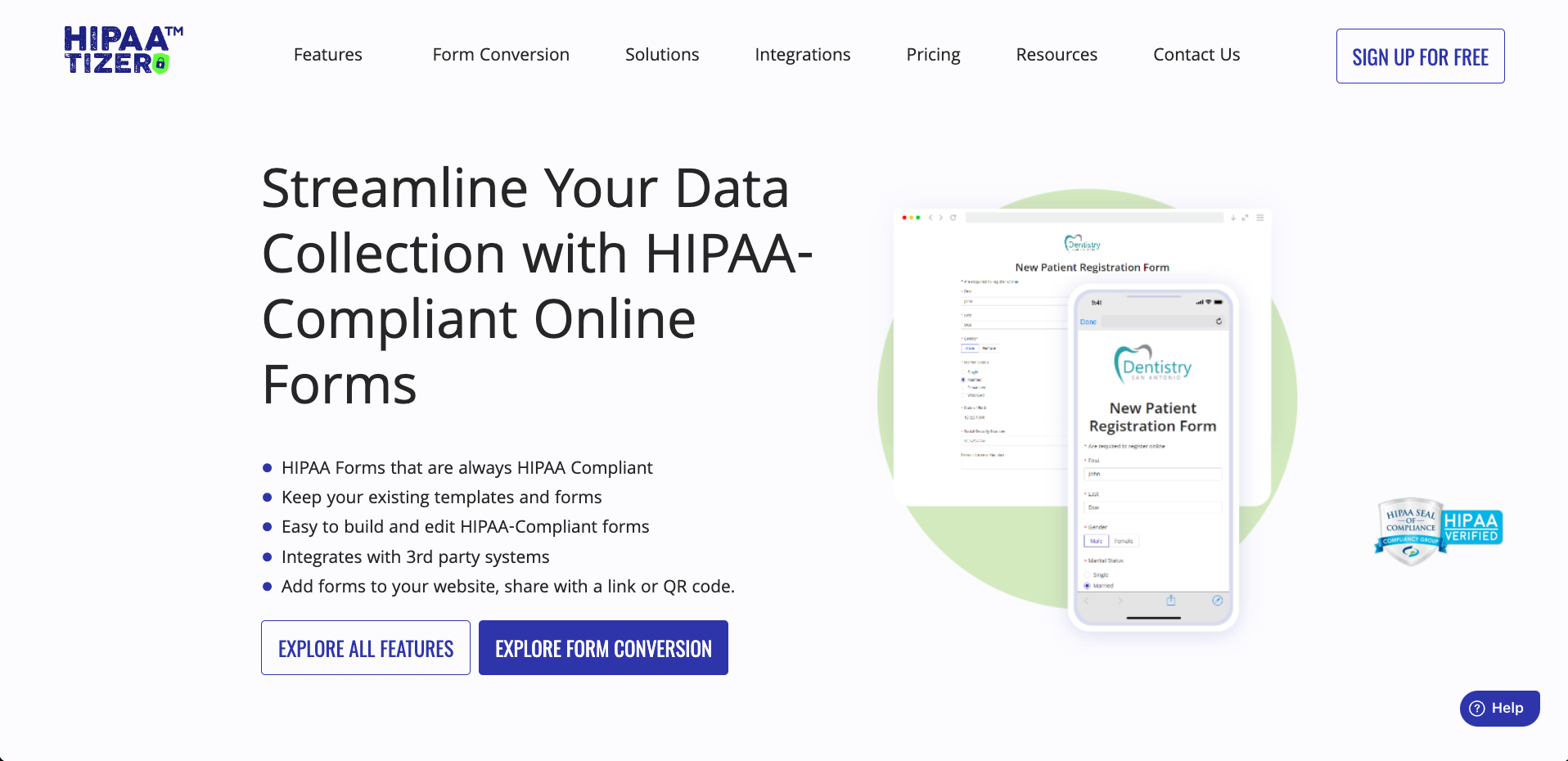HIPAAtizer Landing Page