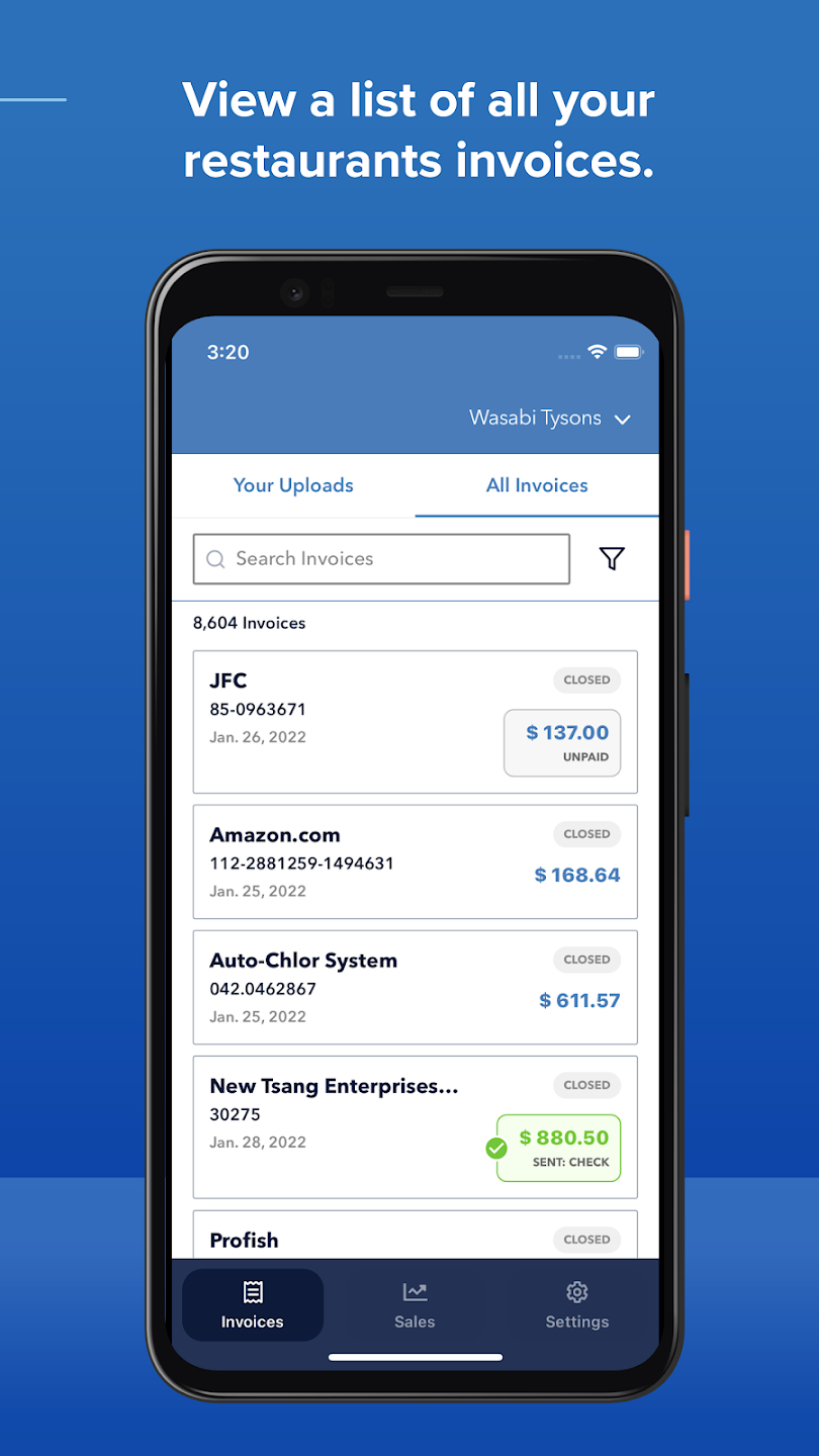 User Interface of MarginEdge