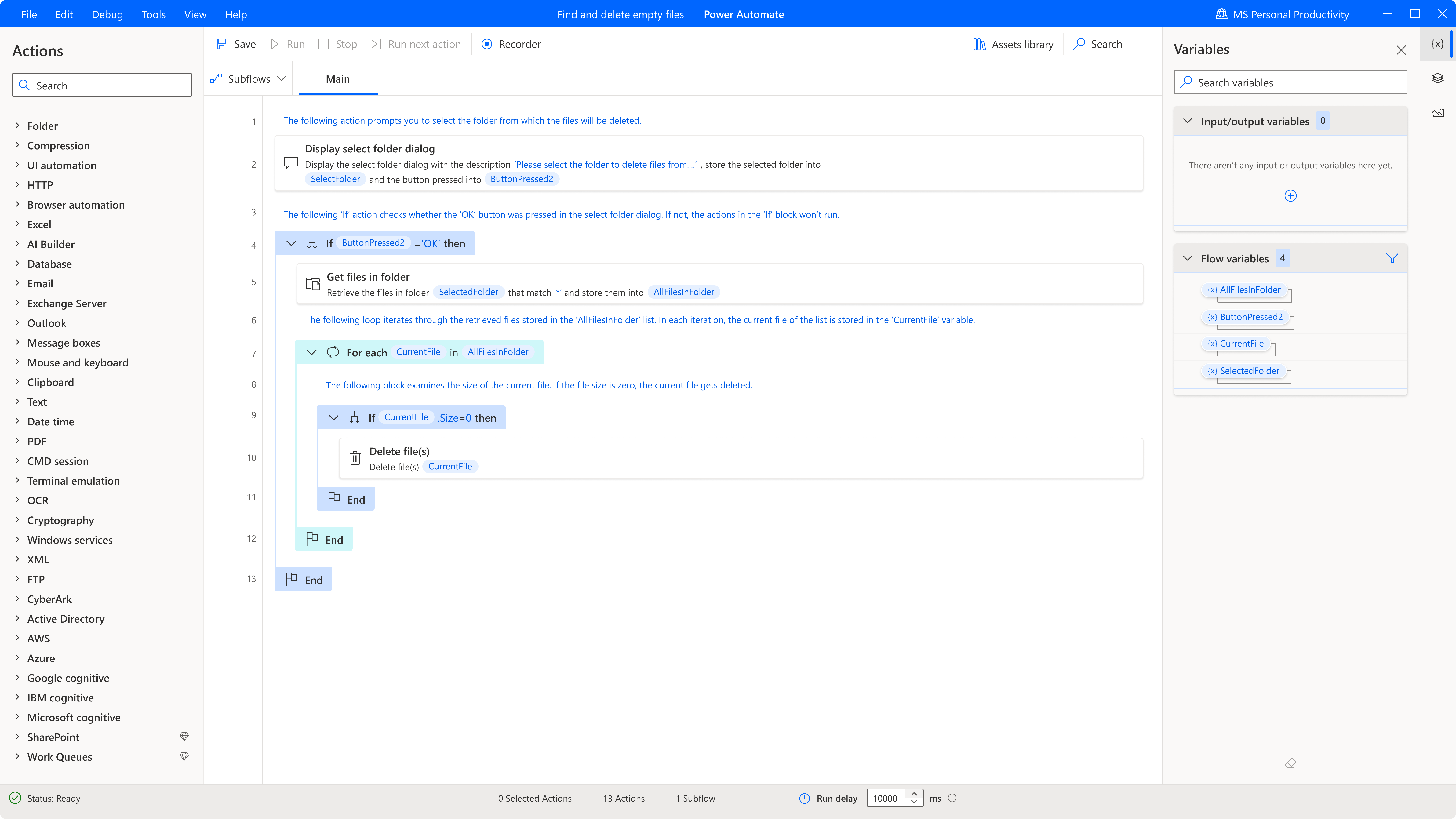 User Interface of Microsoft Power Automate