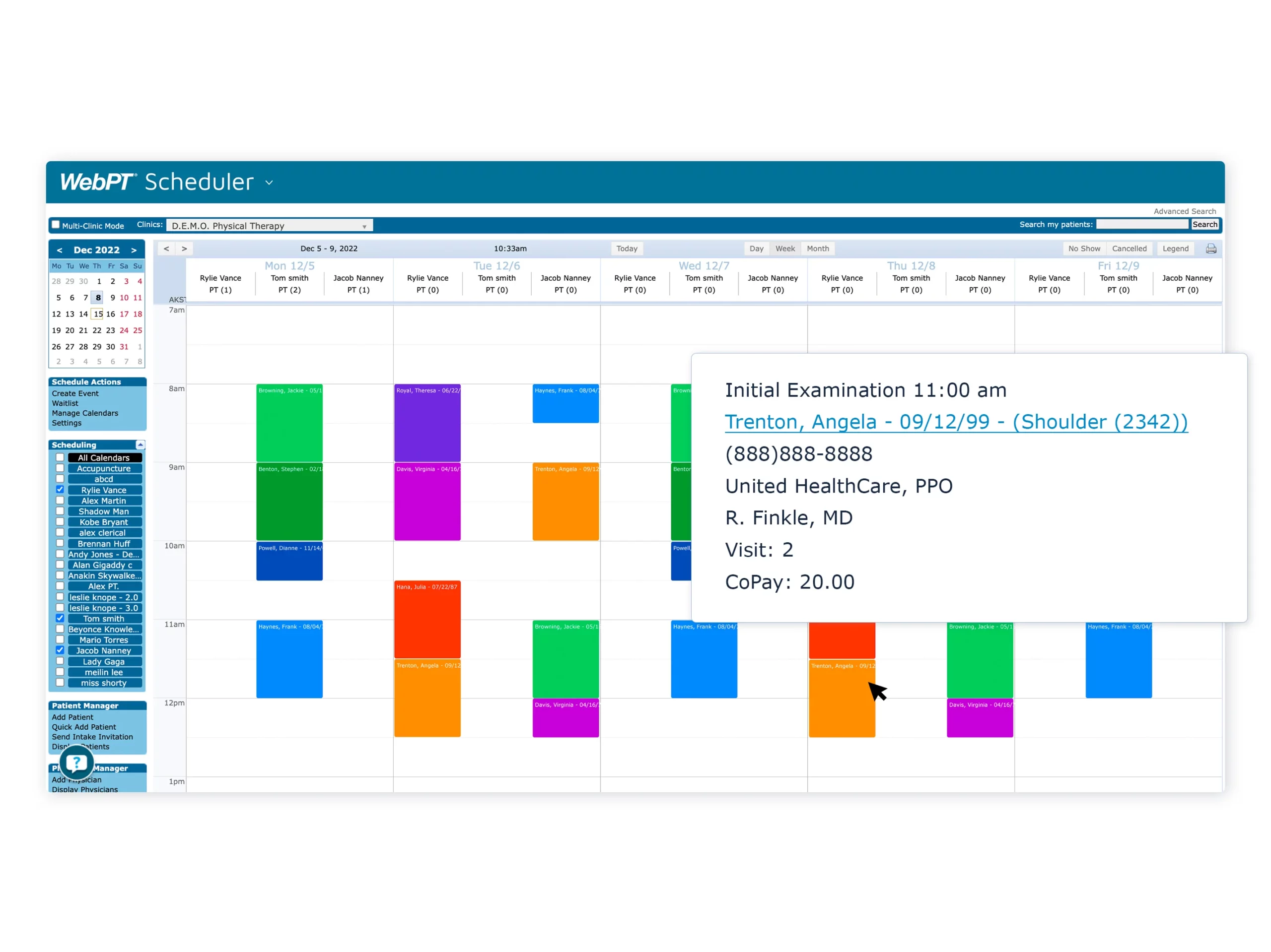 User Interface of WebPT
