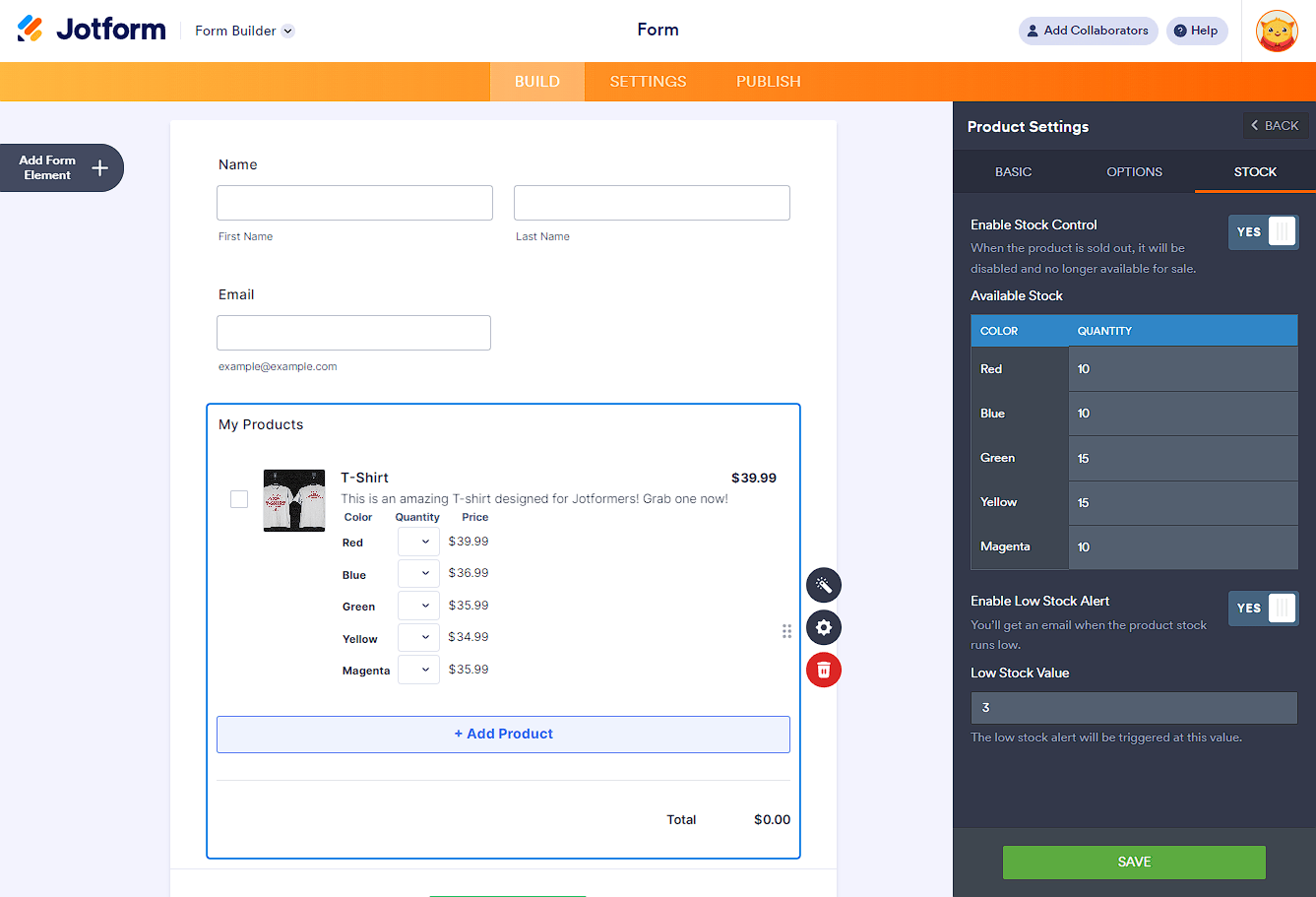Configuración de Control de Stock en la integración de PayPal Personal del Creador de Formularios de Jotform