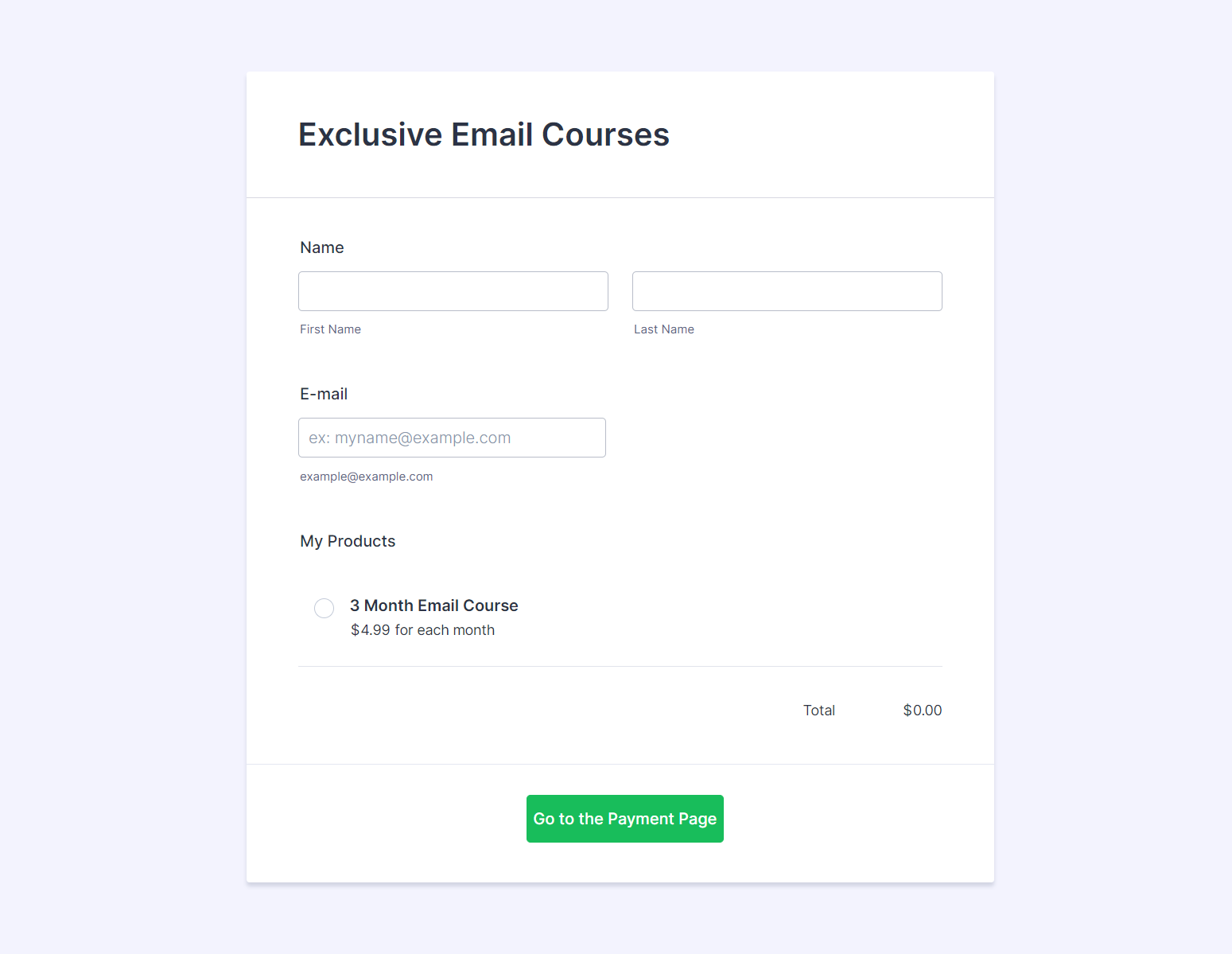 Jotform payment with single choice recurring subscription