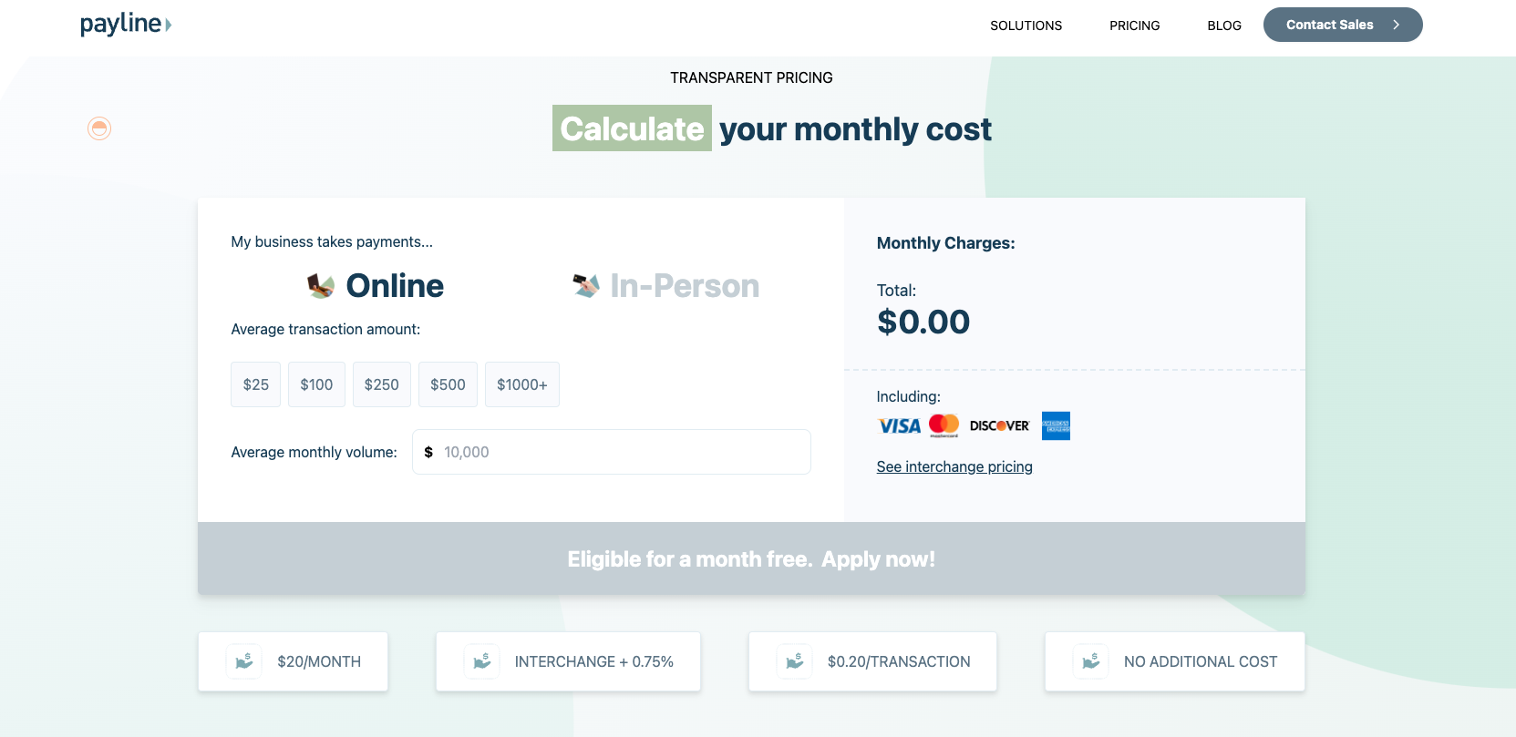 landing page of payline