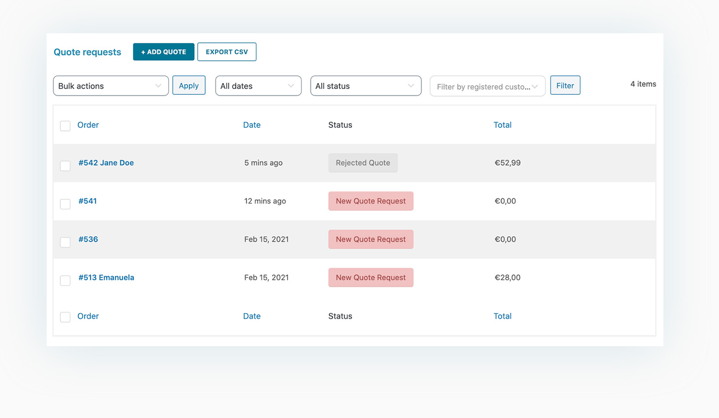 User Interface of YITH Request a Quote for WooCommerce