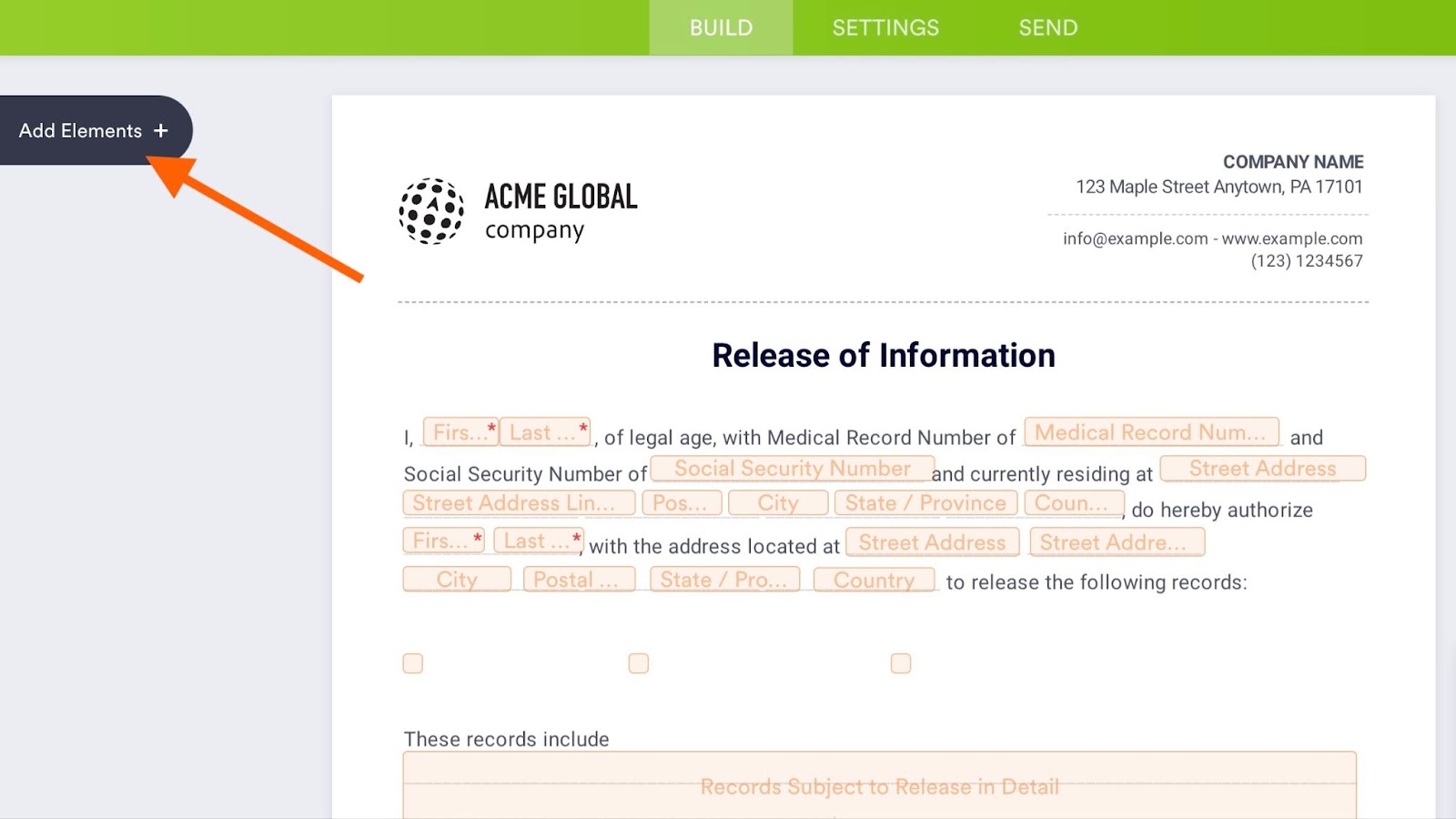 An image of a PDF file open in Jotform Sign