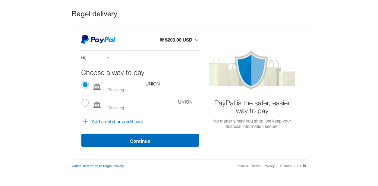 Confirming the Payment Arrangement in PayPal