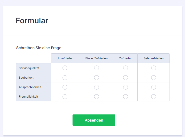 Eingabetabelle in Jotform Form Builder