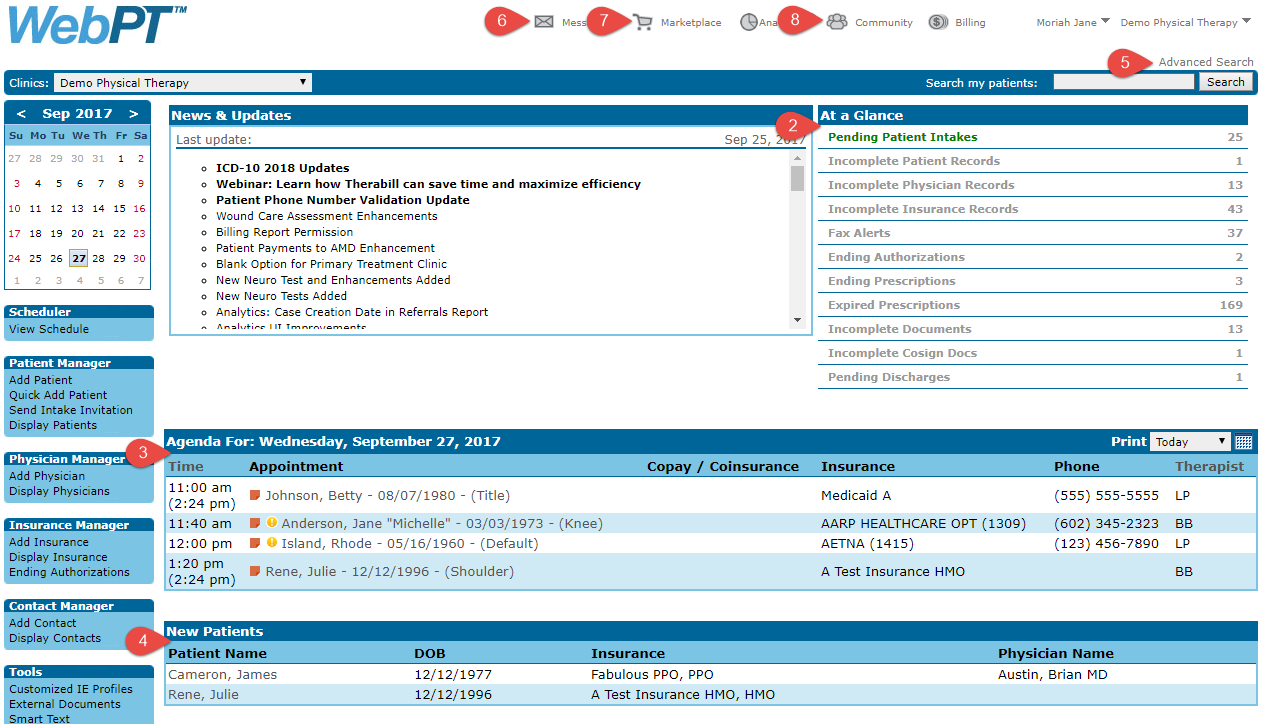Screenshot vom WebPT Tool